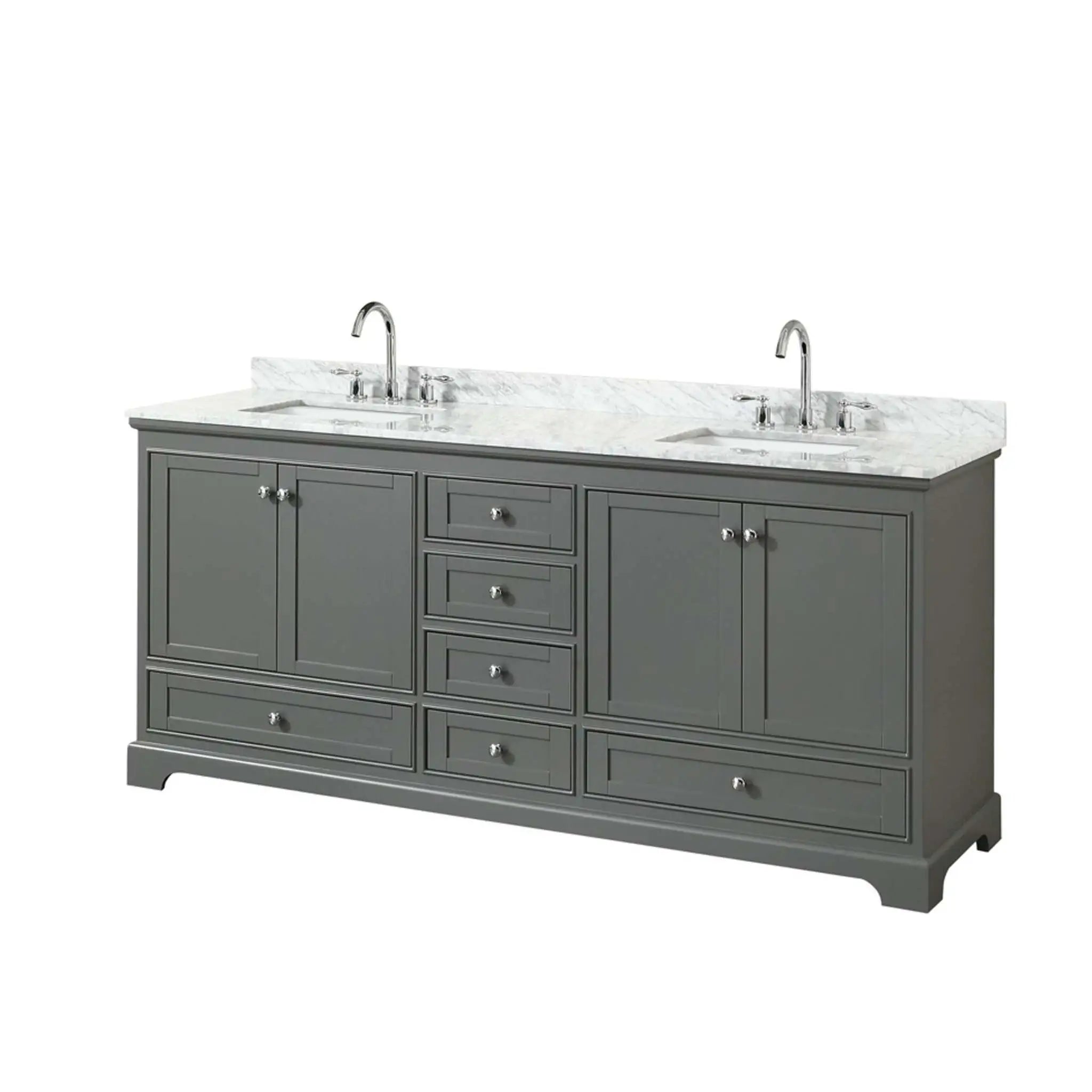 80" Deborah Double Bathroom Vanity in Dark Gray with Polished Chrome Trim by Wyndham