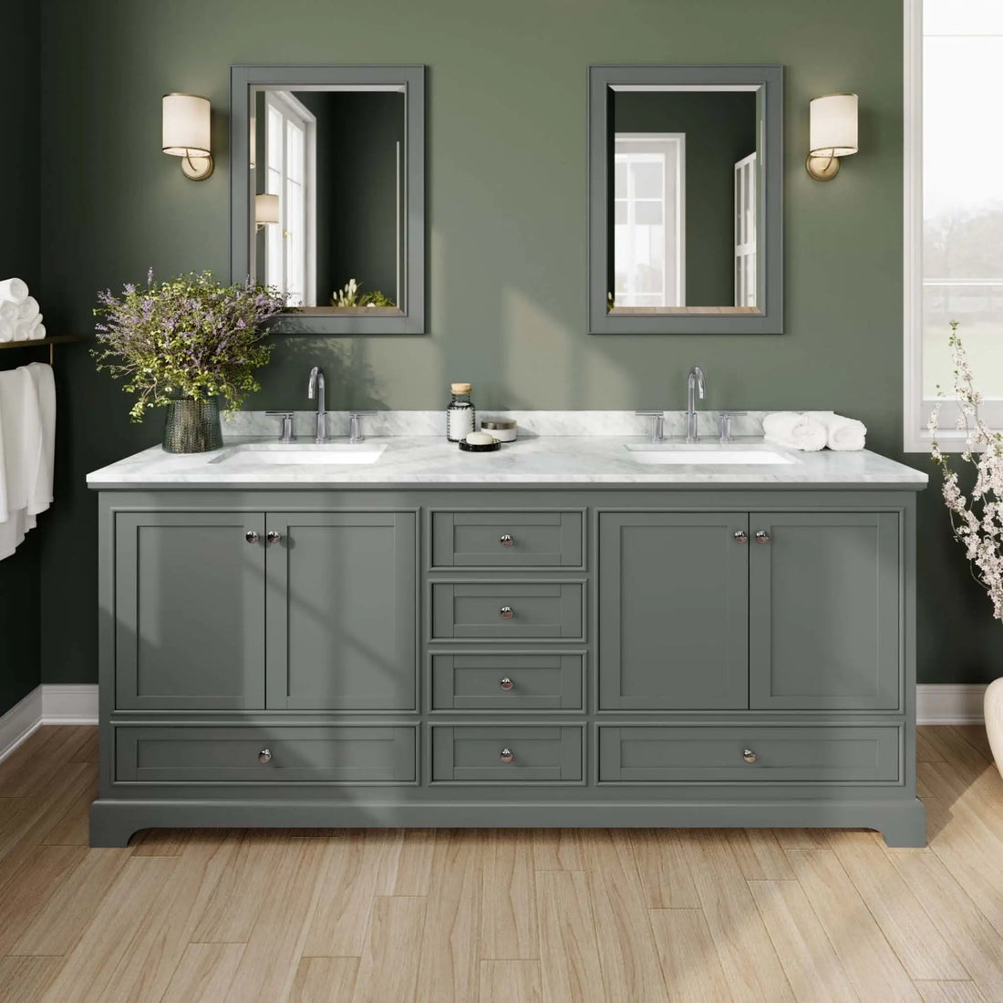 80" Deborah Double Bathroom Vanity in Dark Gray with Polished Chrome Trim by Wyndham