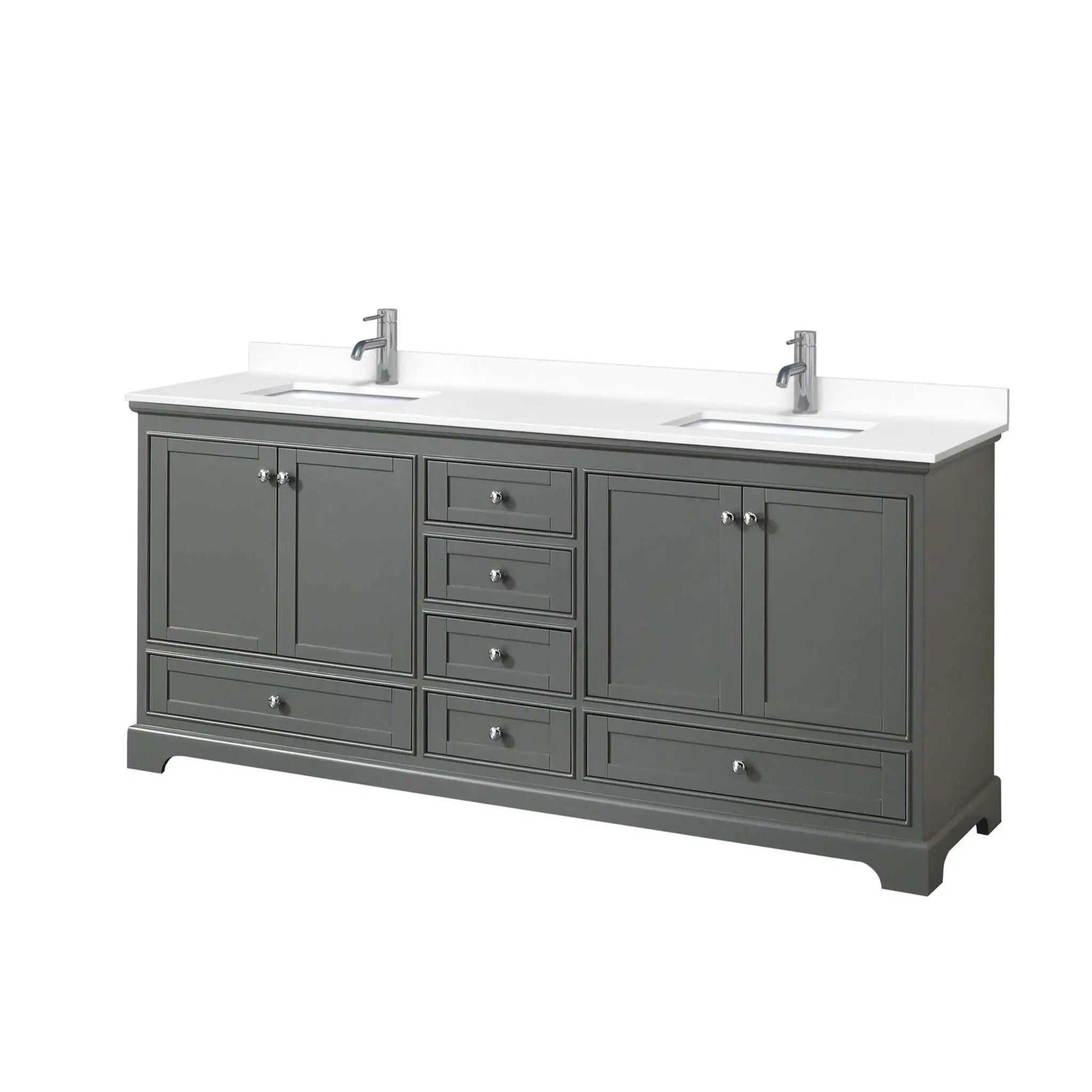 80" Deborah Double Bathroom Vanity in Dark Gray with Polished Chrome Trim by Wyndham