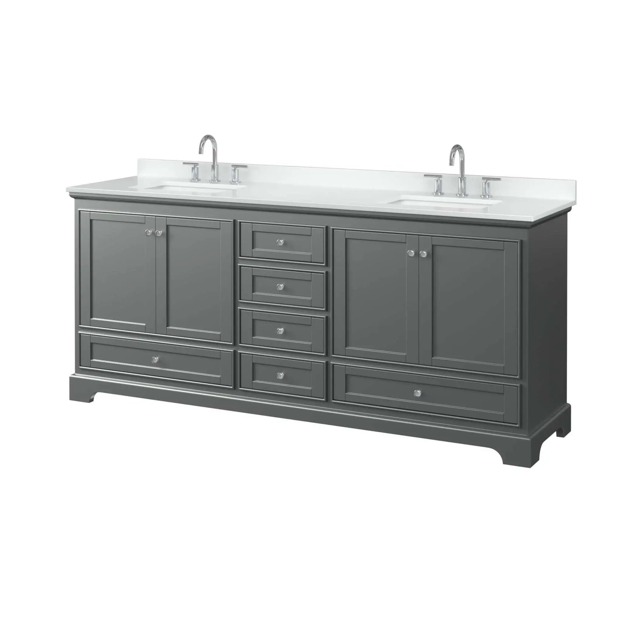 80" Deborah Double Bathroom Vanity in Dark Gray with Polished Chrome Trim by Wyndham