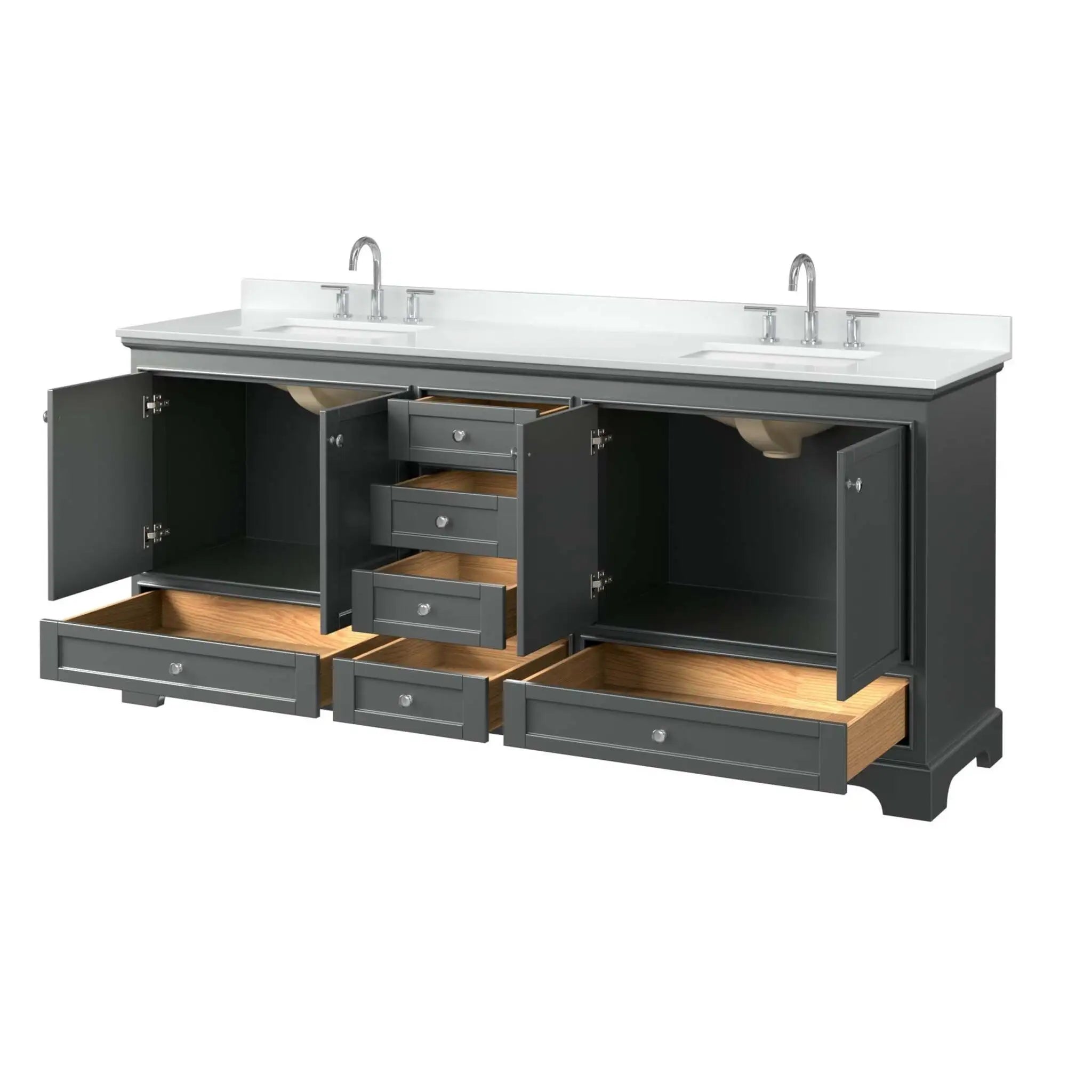 80" Deborah Double Bathroom Vanity in Dark Gray with Polished Chrome Trim by Wyndham