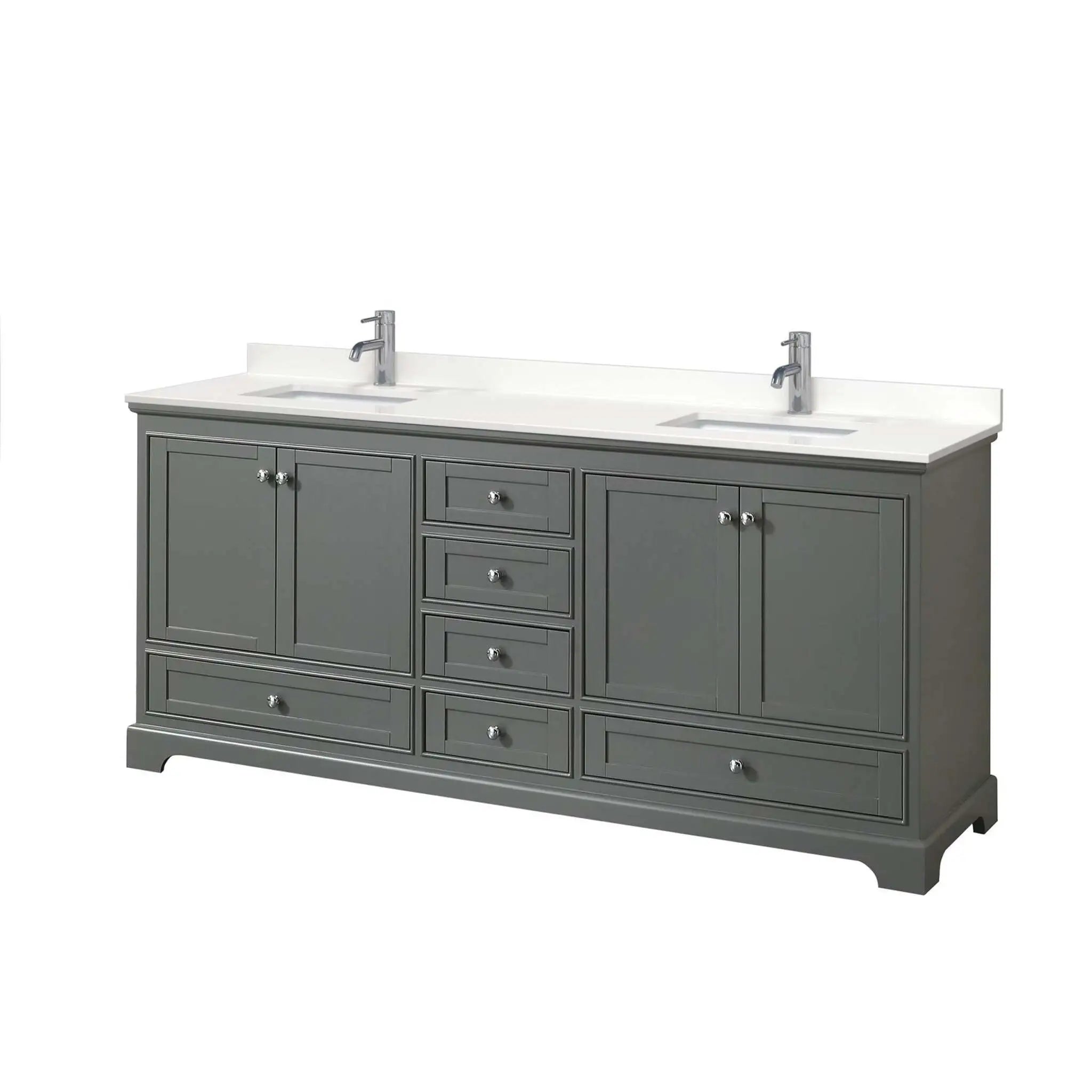 80" Deborah Double Bathroom Vanity in Dark Gray with Polished Chrome Trim by Wyndham
