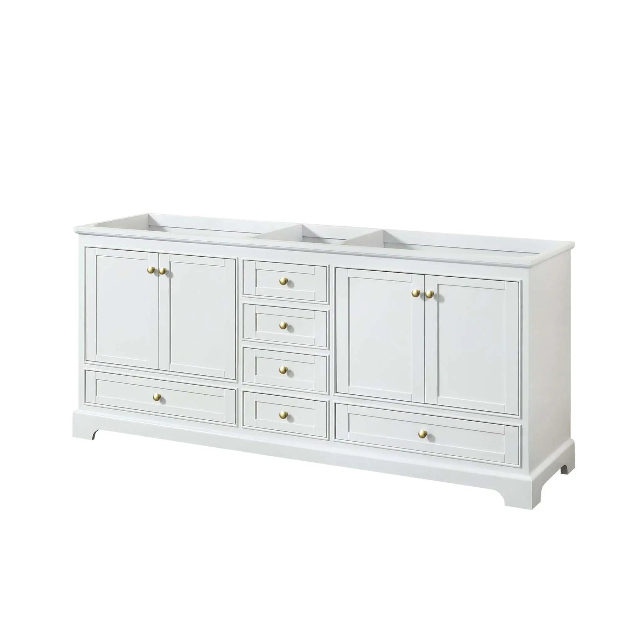 80" Deborah Double Bathroom Vanity in White with Brushed Gold Trim by Wyndham