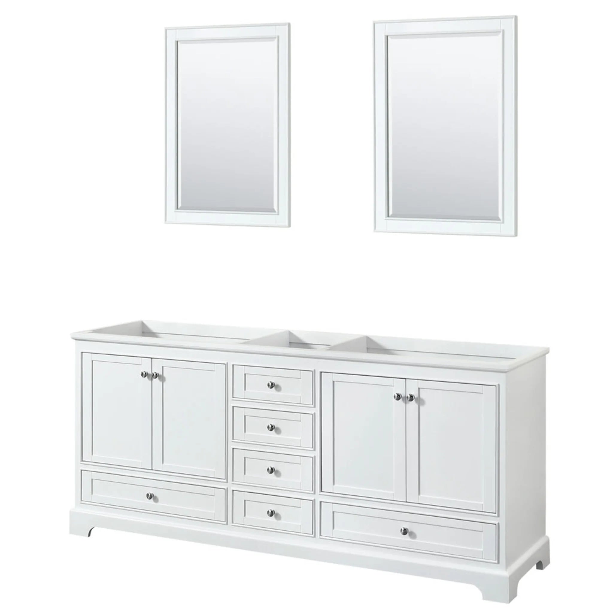 80" Deborah Double Bathroom Vanity in White with Polished Chrome Trim & 24" Mirror by Wyndham