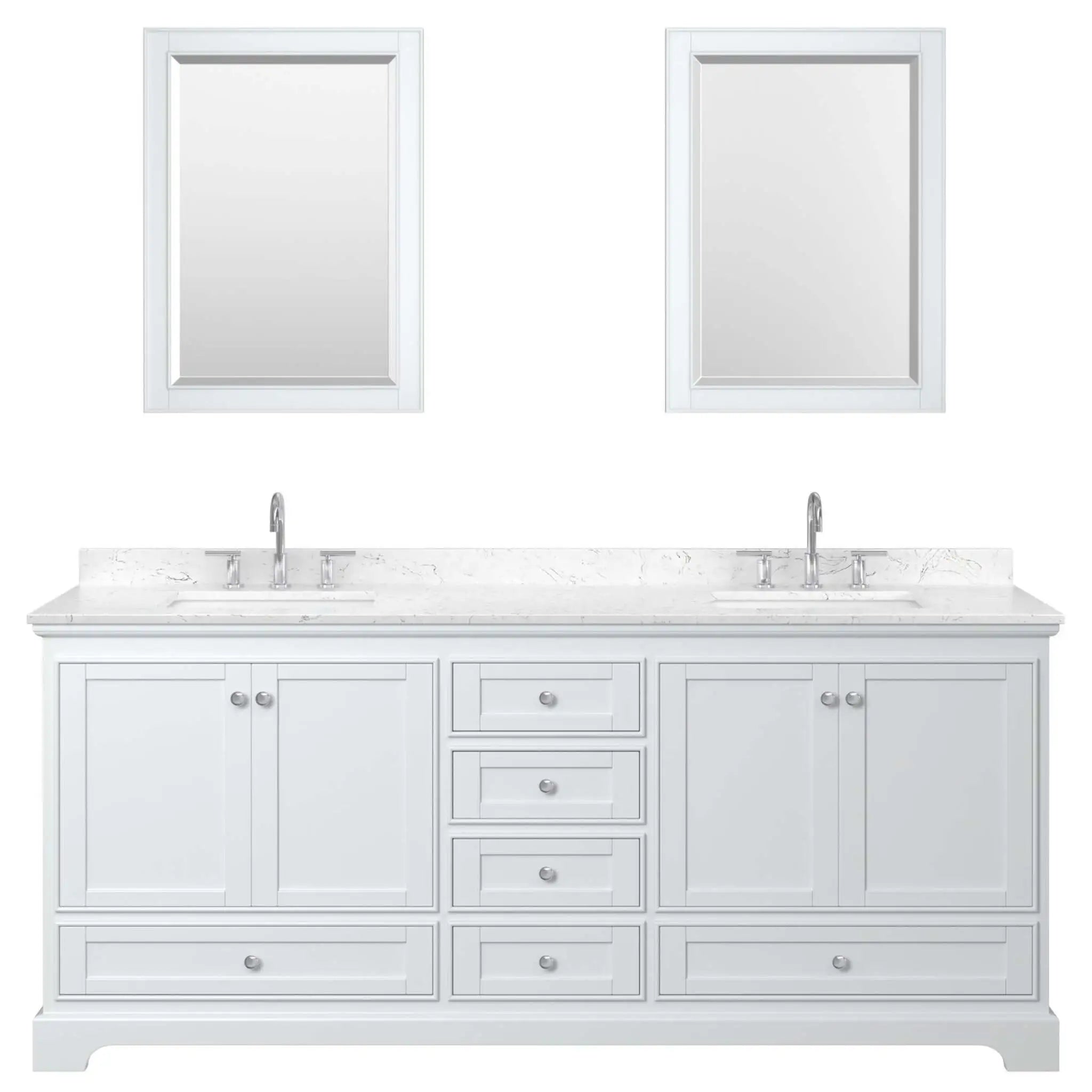 80" Deborah Double Bathroom Vanity in White with Polished Chrome Trim & 24" Mirror by Wyndham
