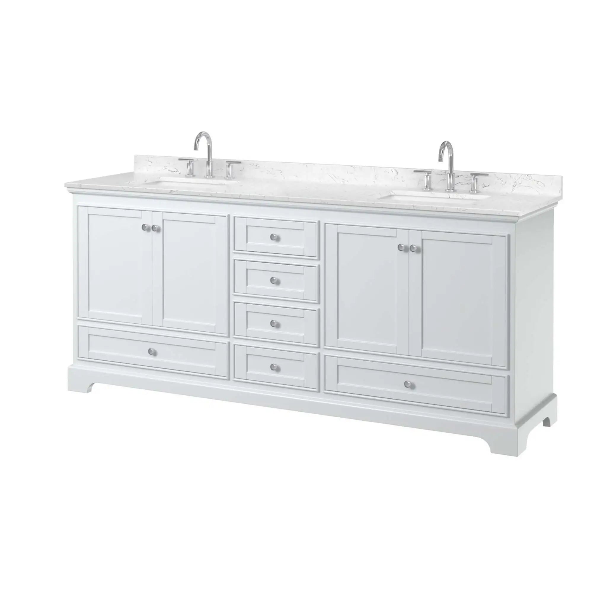 80" Deborah Double Bathroom Vanity in White with Polished Chrome Trim by Wyndham