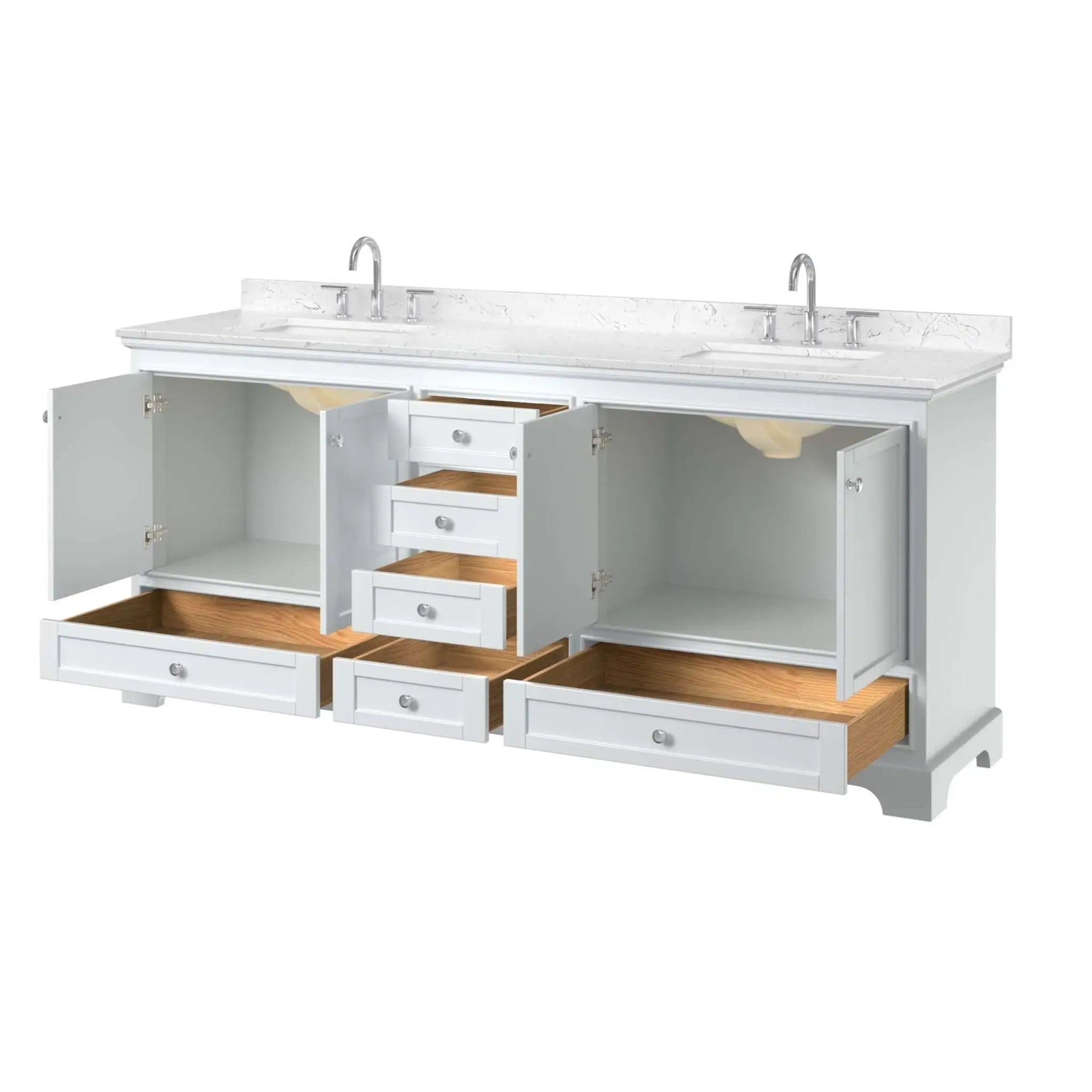 80" Deborah Double Bathroom Vanity in White with Polished Chrome Trim by Wyndham