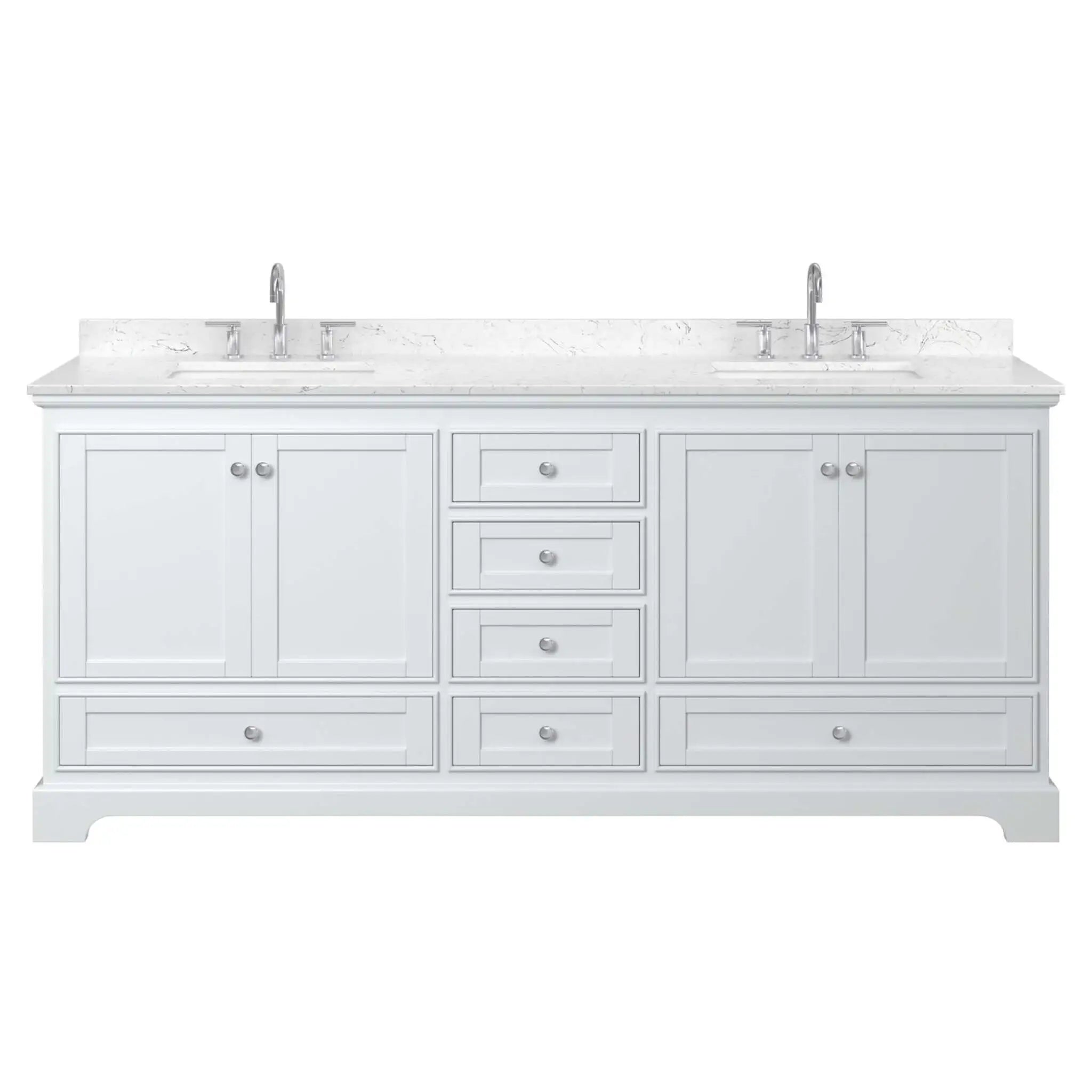 80" Deborah Double Bathroom Vanity in White with Polished Chrome Trim by Wyndham