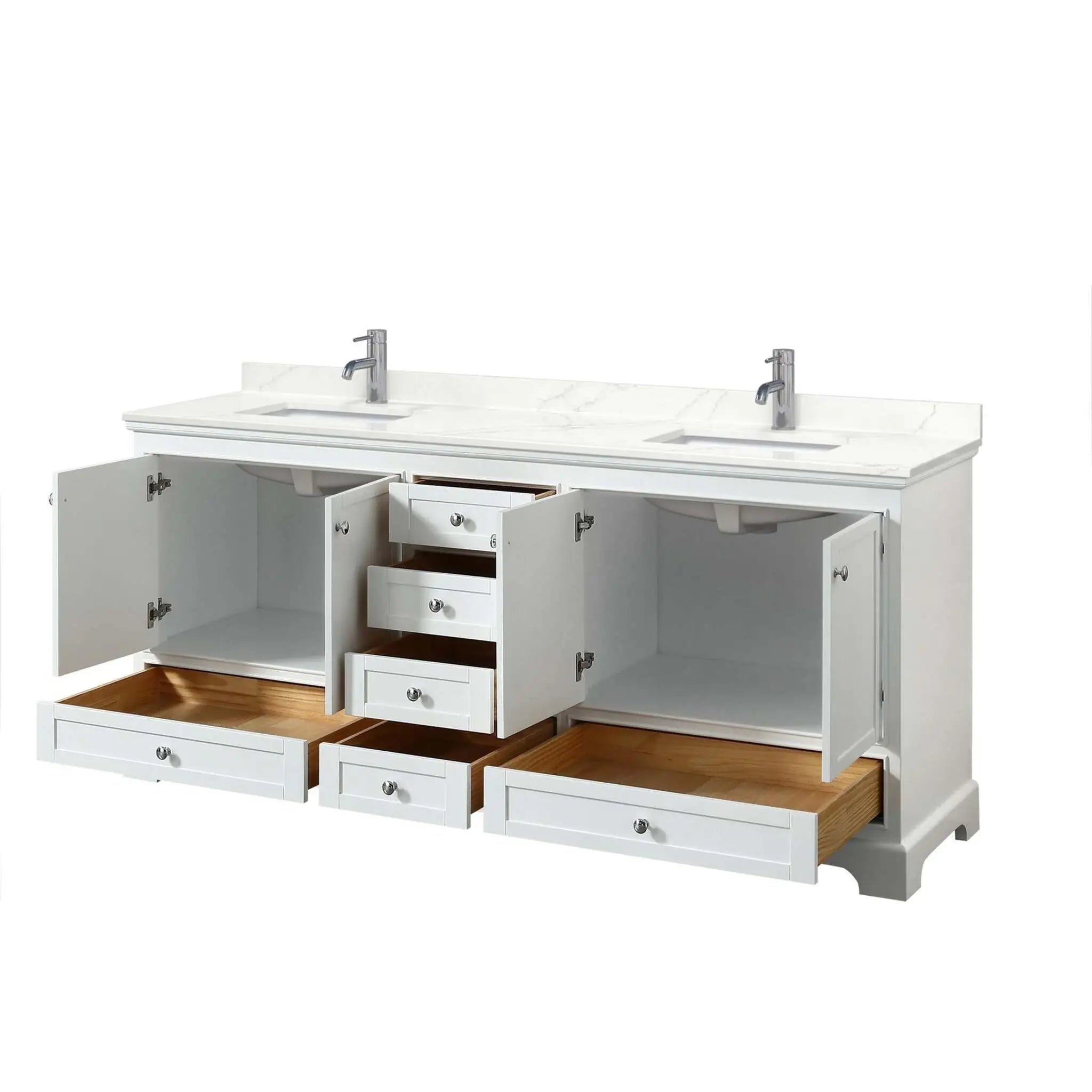 80" Deborah Double Bathroom Vanity in White with Polished Chrome Trim by Wyndham