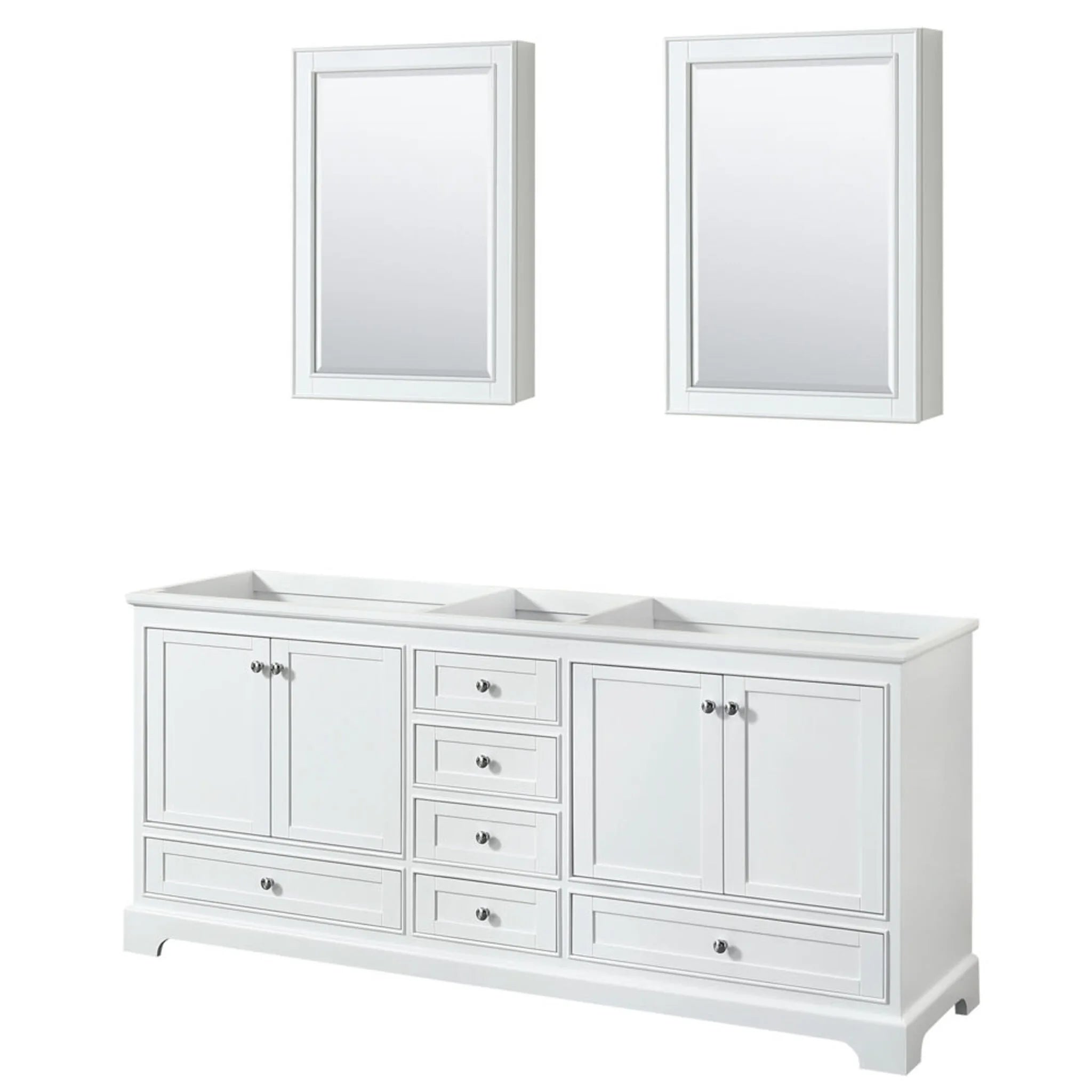 80" Deborah Double Bathroom Vanity in White with Polished Chrome Trim & Medicine Cabinet by Wyndham