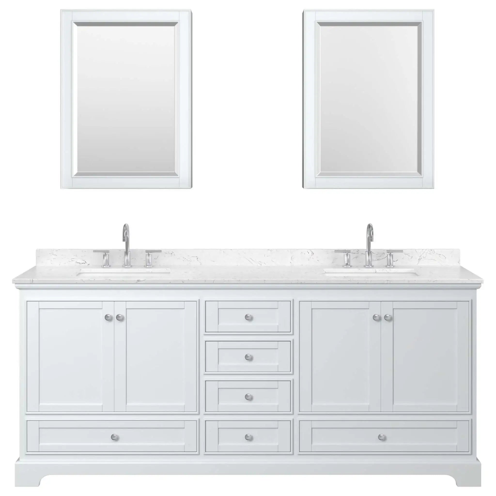 80" Deborah Double Bathroom Vanity in White with Polished Chrome Trim & Medicine Cabinet by Wyndham