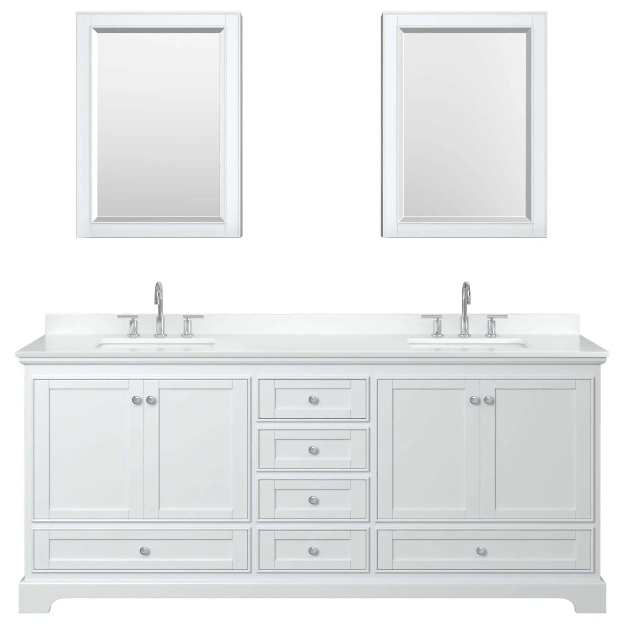 80" Deborah Double Bathroom Vanity in White with Polished Chrome Trim & Medicine Cabinet by Wyndham