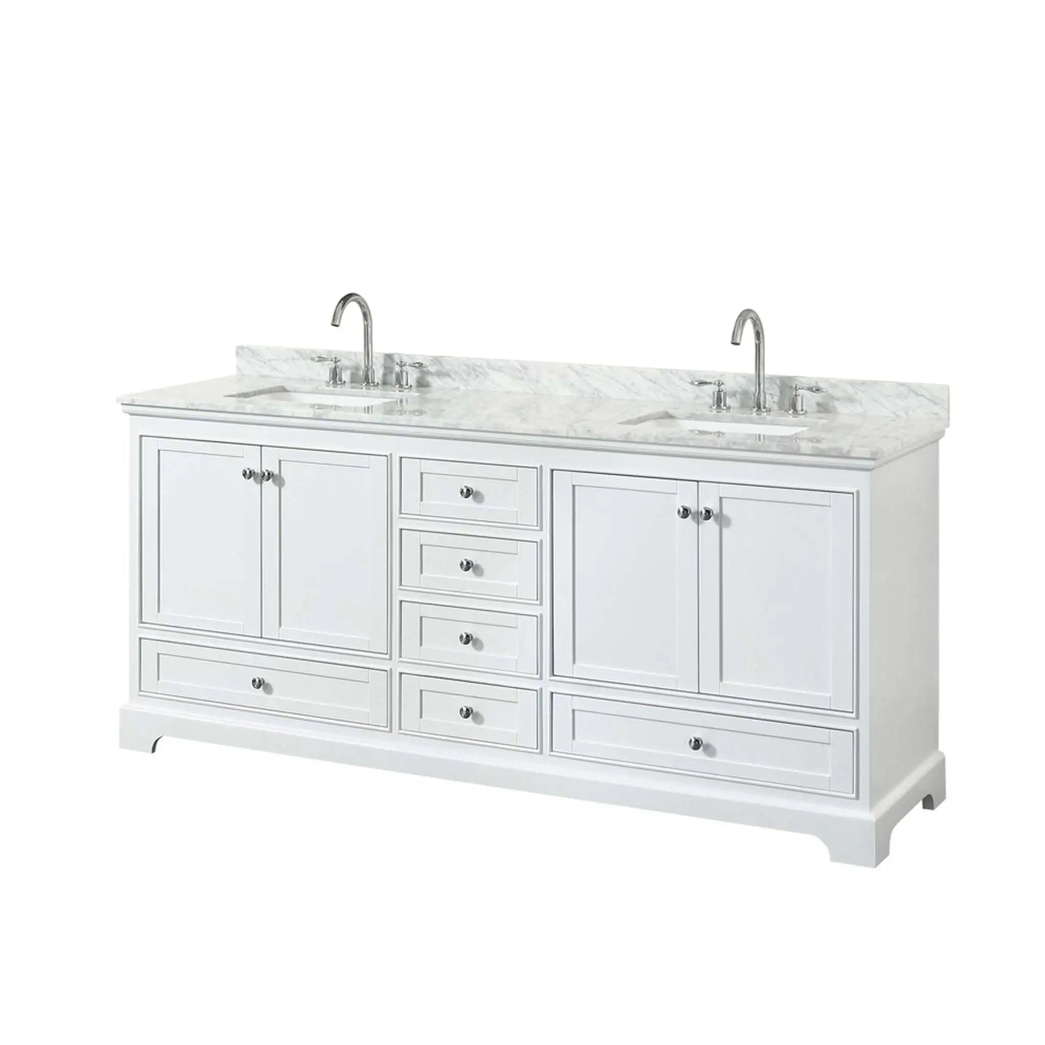 80" Deborah Double Bathroom Vanity in White with Polished Chrome Trim by Wyndham
