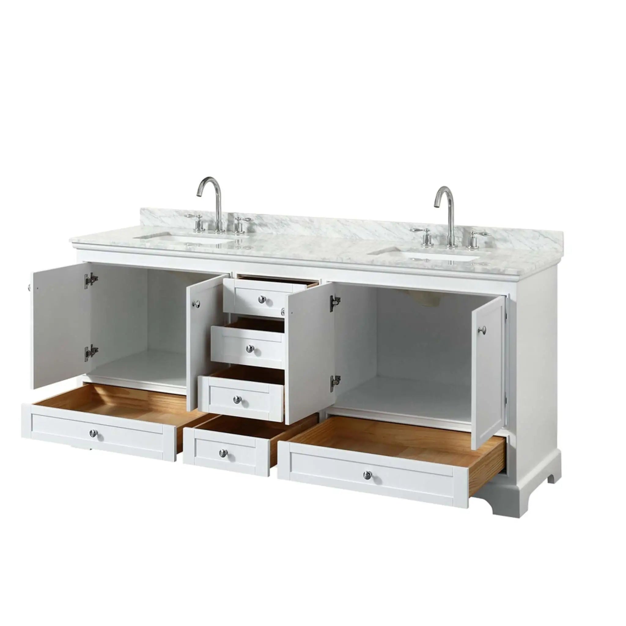 80" Deborah Double Bathroom Vanity in White with Polished Chrome Trim by Wyndham
