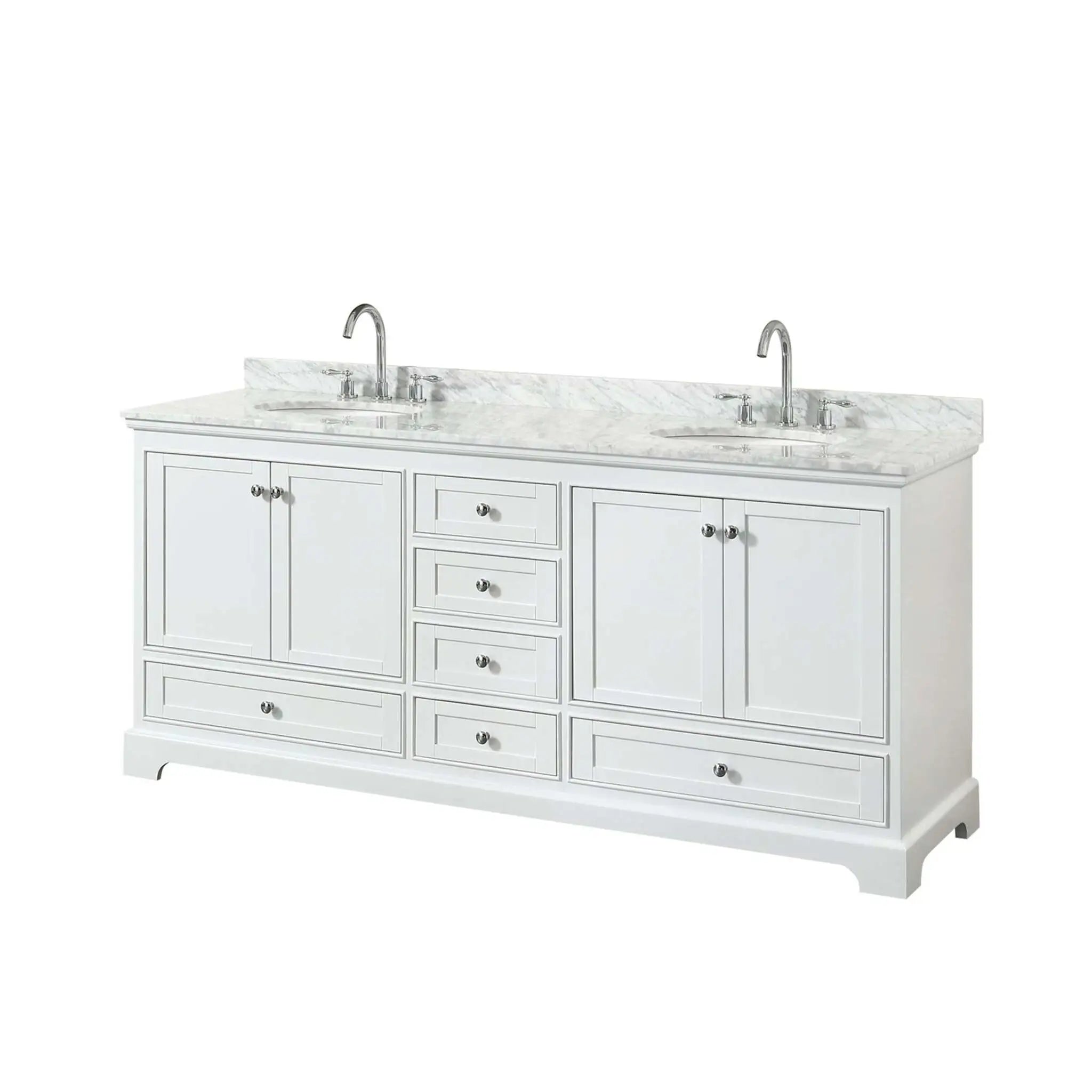 80" Deborah Double Bathroom Vanity in White with Polished Chrome Trim by Wyndham