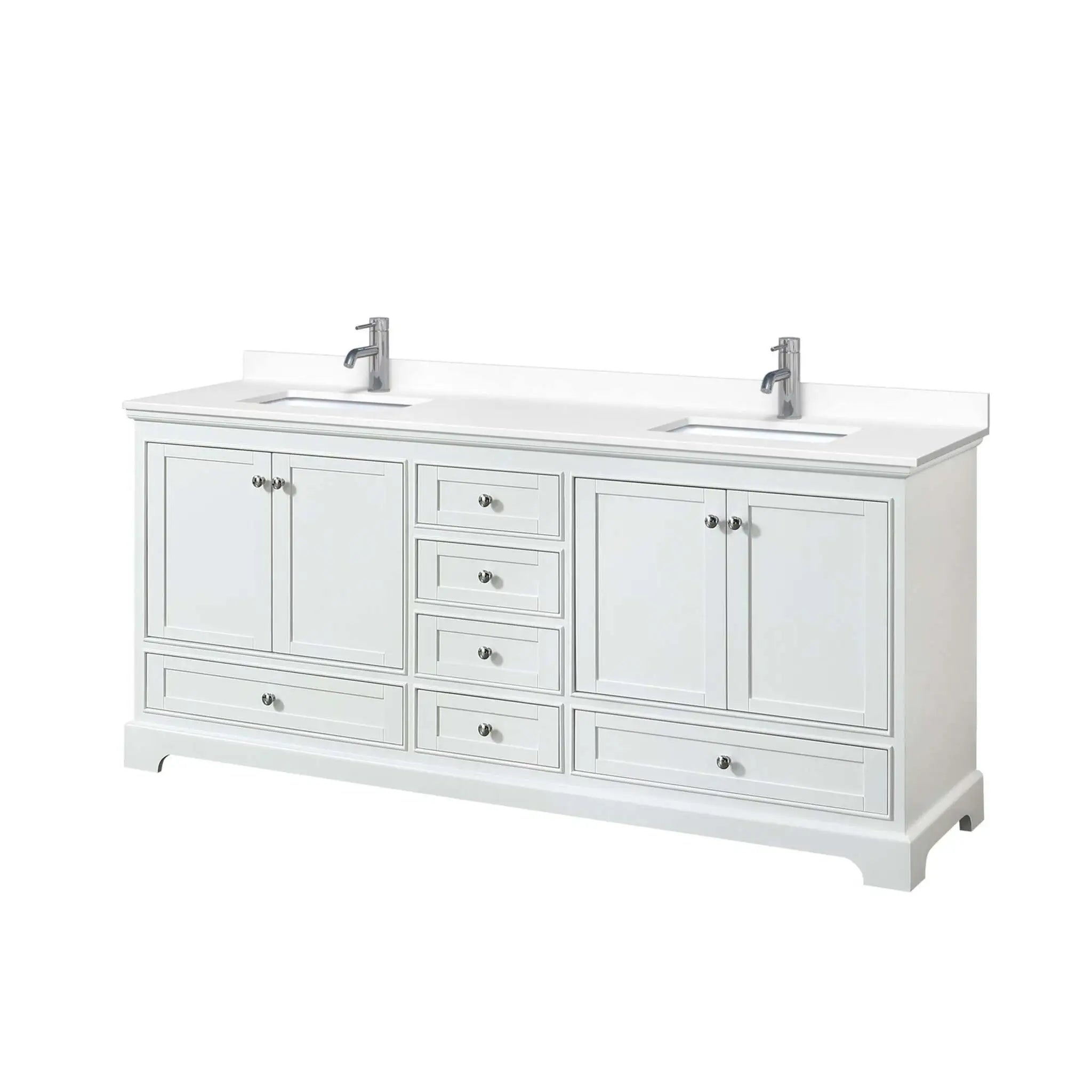 80" Deborah Double Bathroom Vanity in White with Polished Chrome Trim by Wyndham
