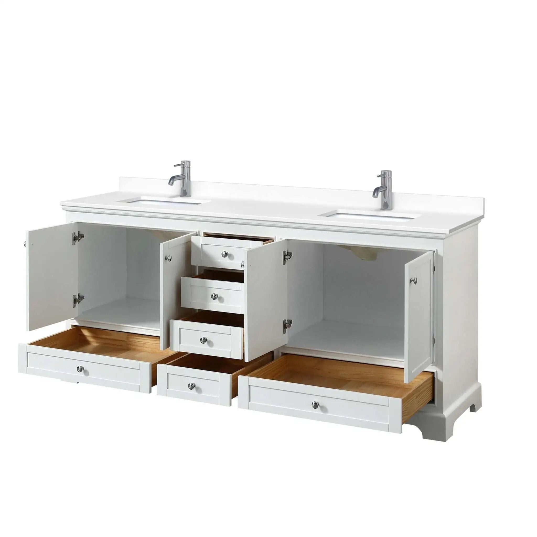 80" Deborah Double Bathroom Vanity in White with Polished Chrome Trim by Wyndham