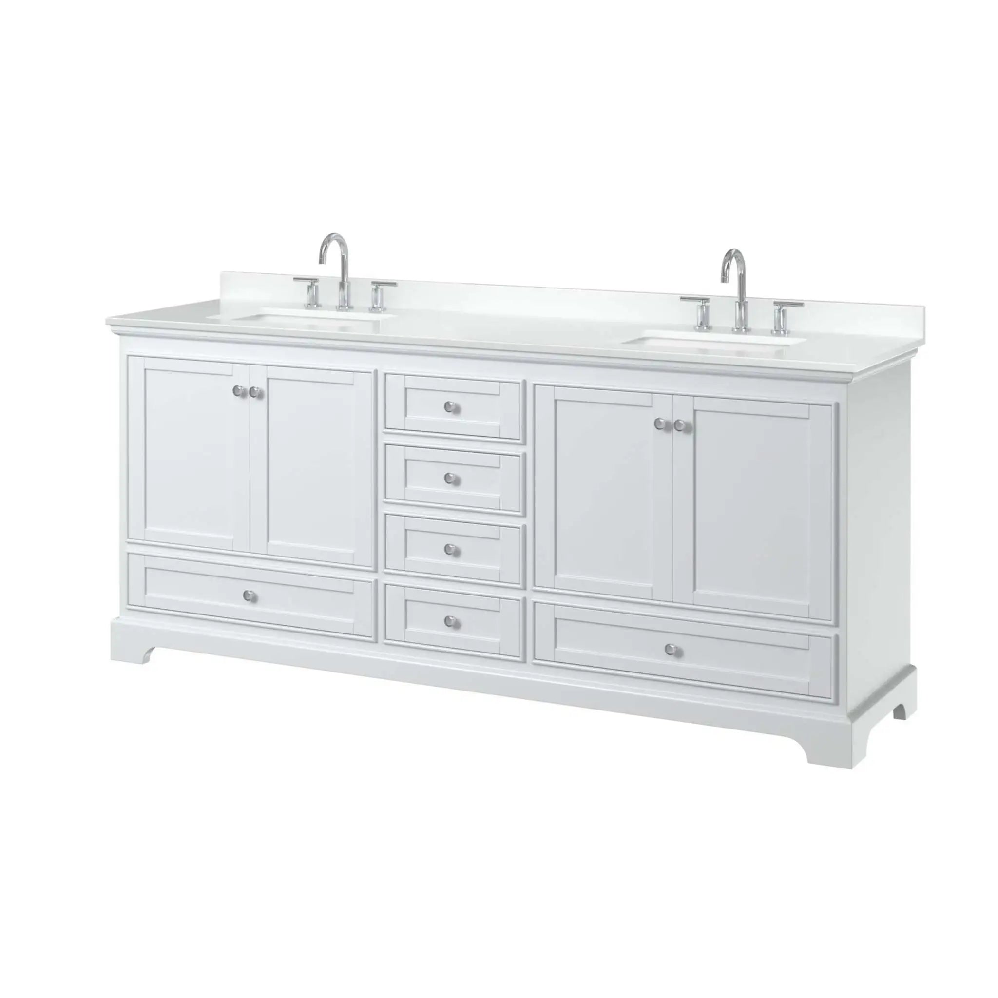 80" Deborah Double Bathroom Vanity in White with Polished Chrome Trim by Wyndham