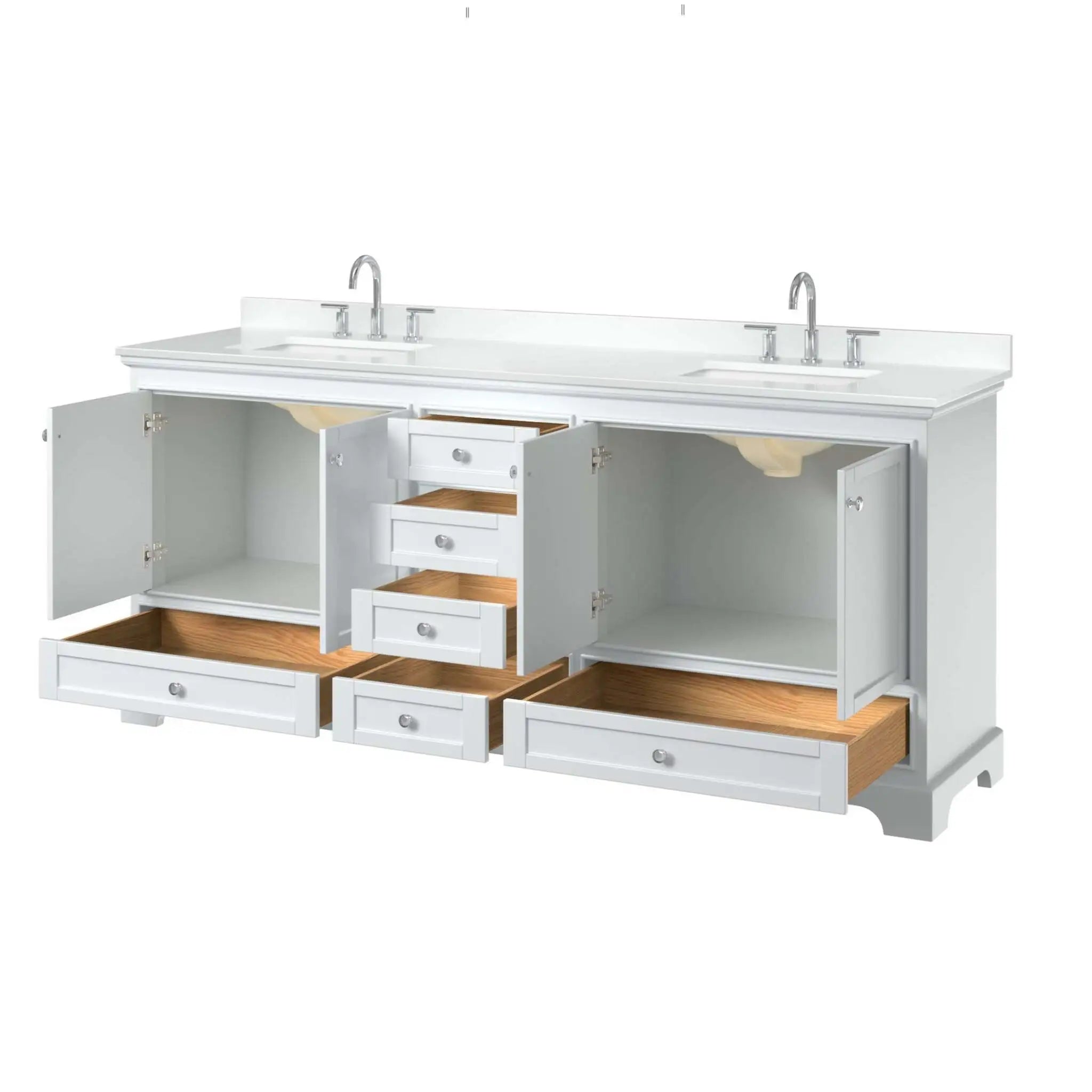 80" Deborah Double Bathroom Vanity in White with Polished Chrome Trim by Wyndham