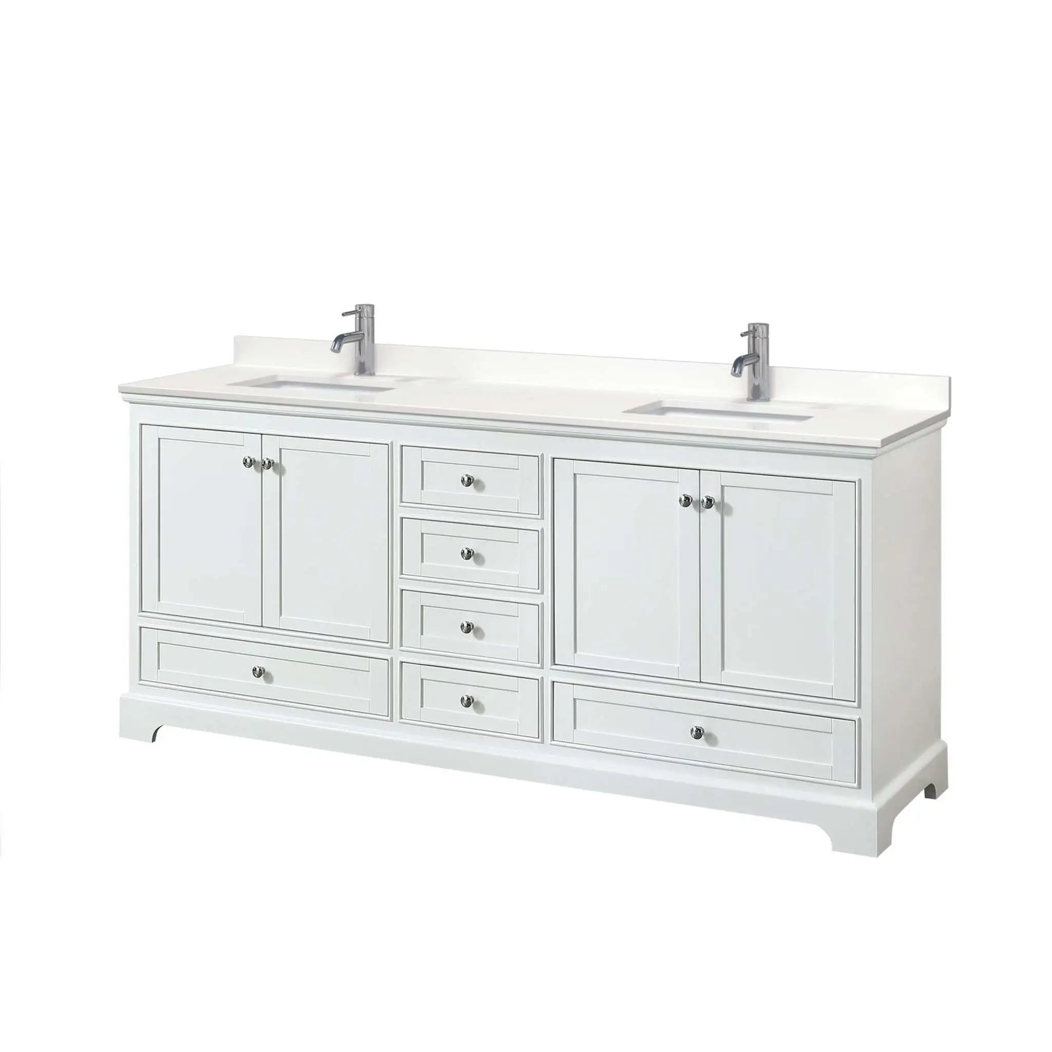80" Deborah Double Bathroom Vanity in White with Polished Chrome Trim by Wyndham