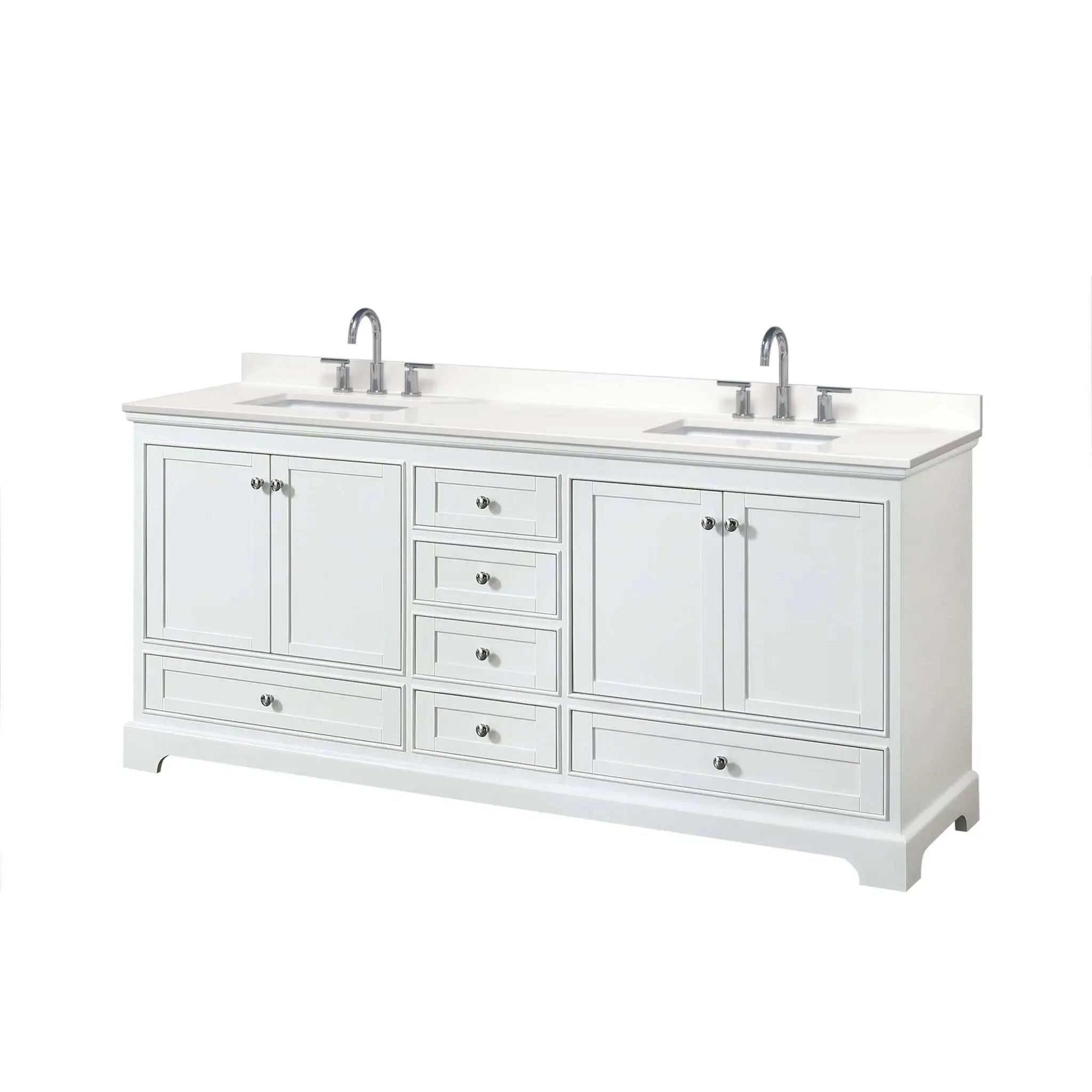 80" Deborah Double Bathroom Vanity in White with Polished Chrome Trim by Wyndham