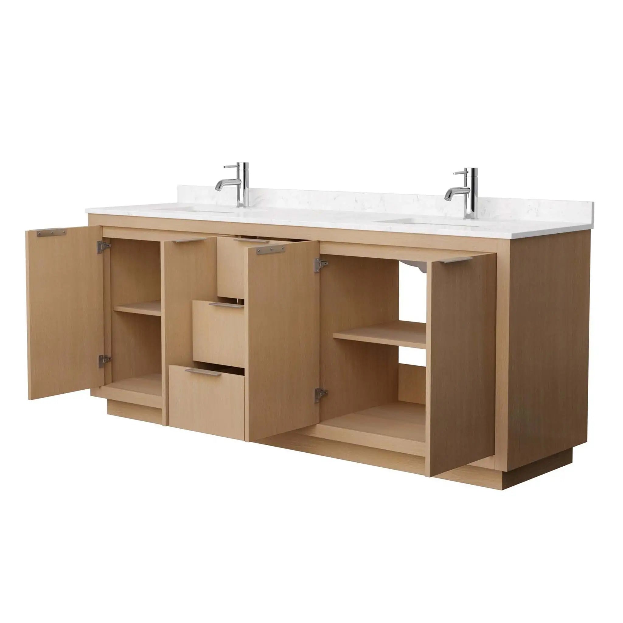 80" Maroni Double Bathroom Vanity in Light Straw with Brushed Nickel Trim by Wyndham