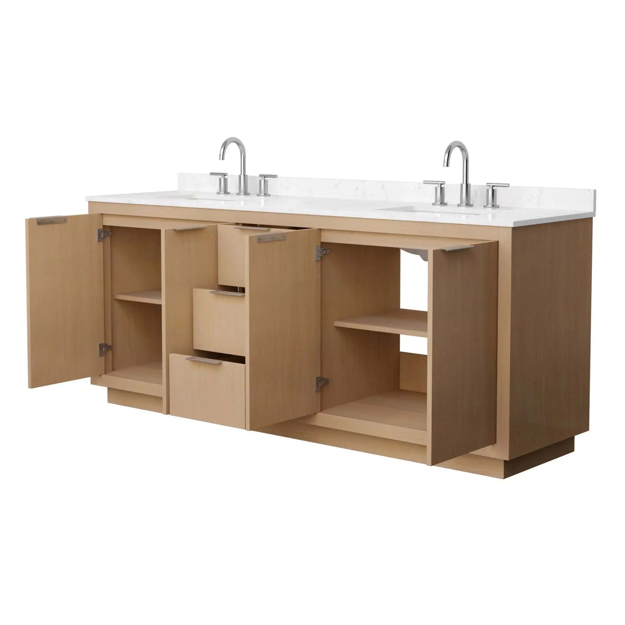 80" Maroni Double Bathroom Vanity in Light Straw with Brushed Nickel Trim by Wyndham