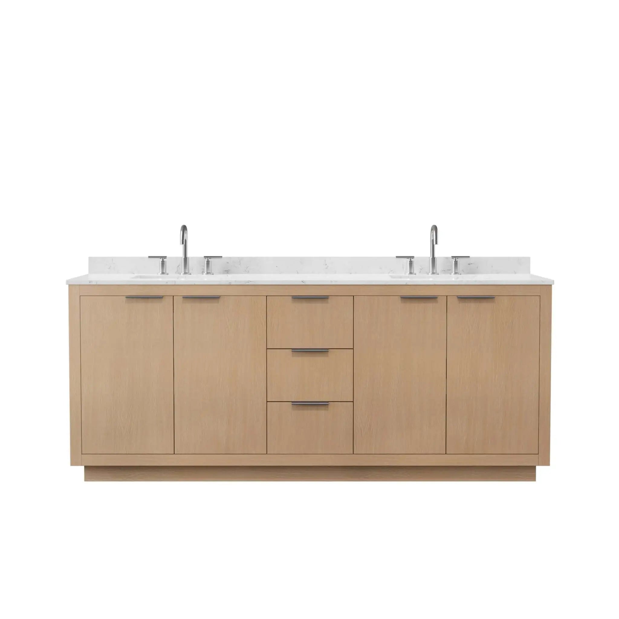 80" Maroni Double Bathroom Vanity in Light Straw with Brushed Nickel Trim by Wyndham