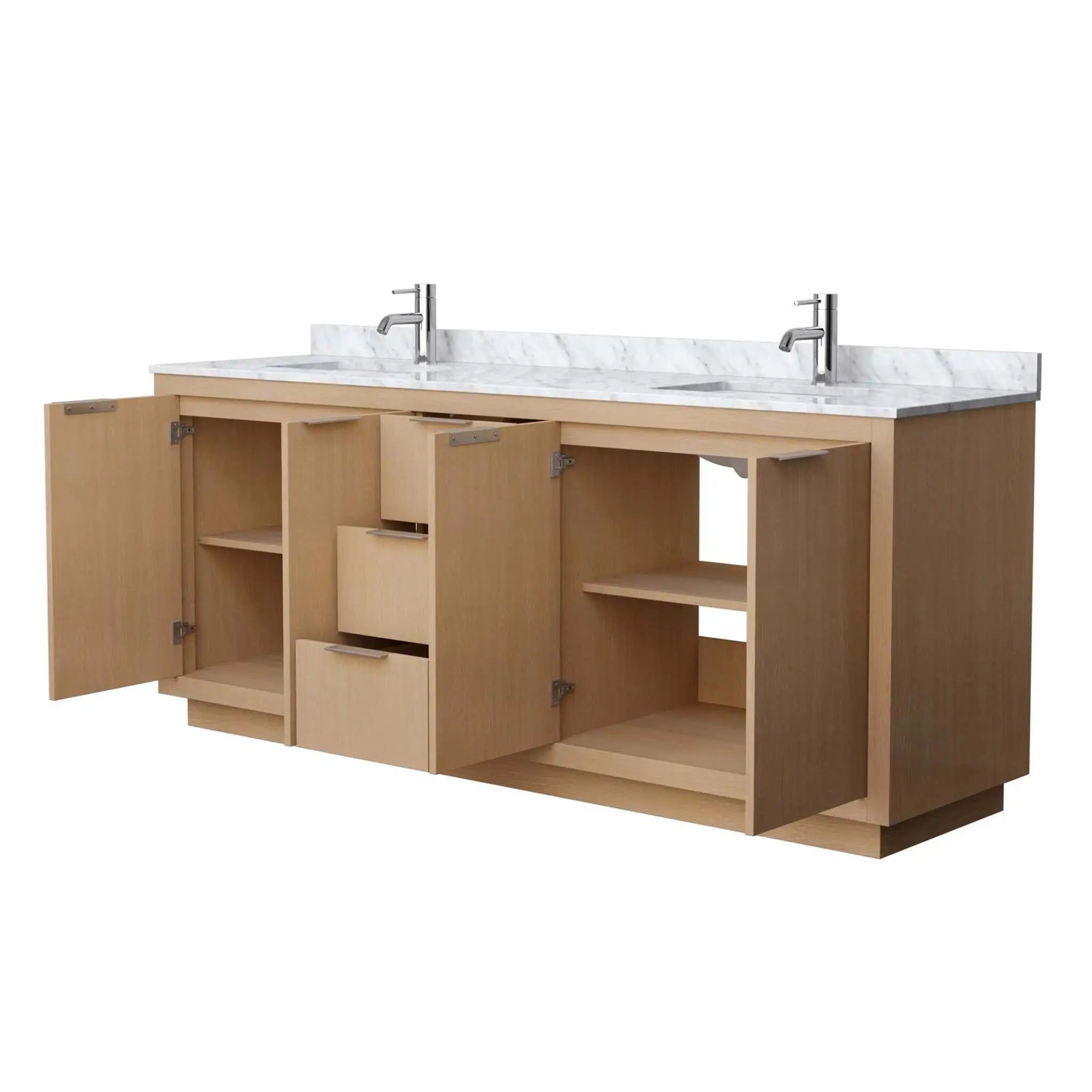 80" Maroni Double Bathroom Vanity in Light Straw with Brushed Nickel Trim by Wyndham