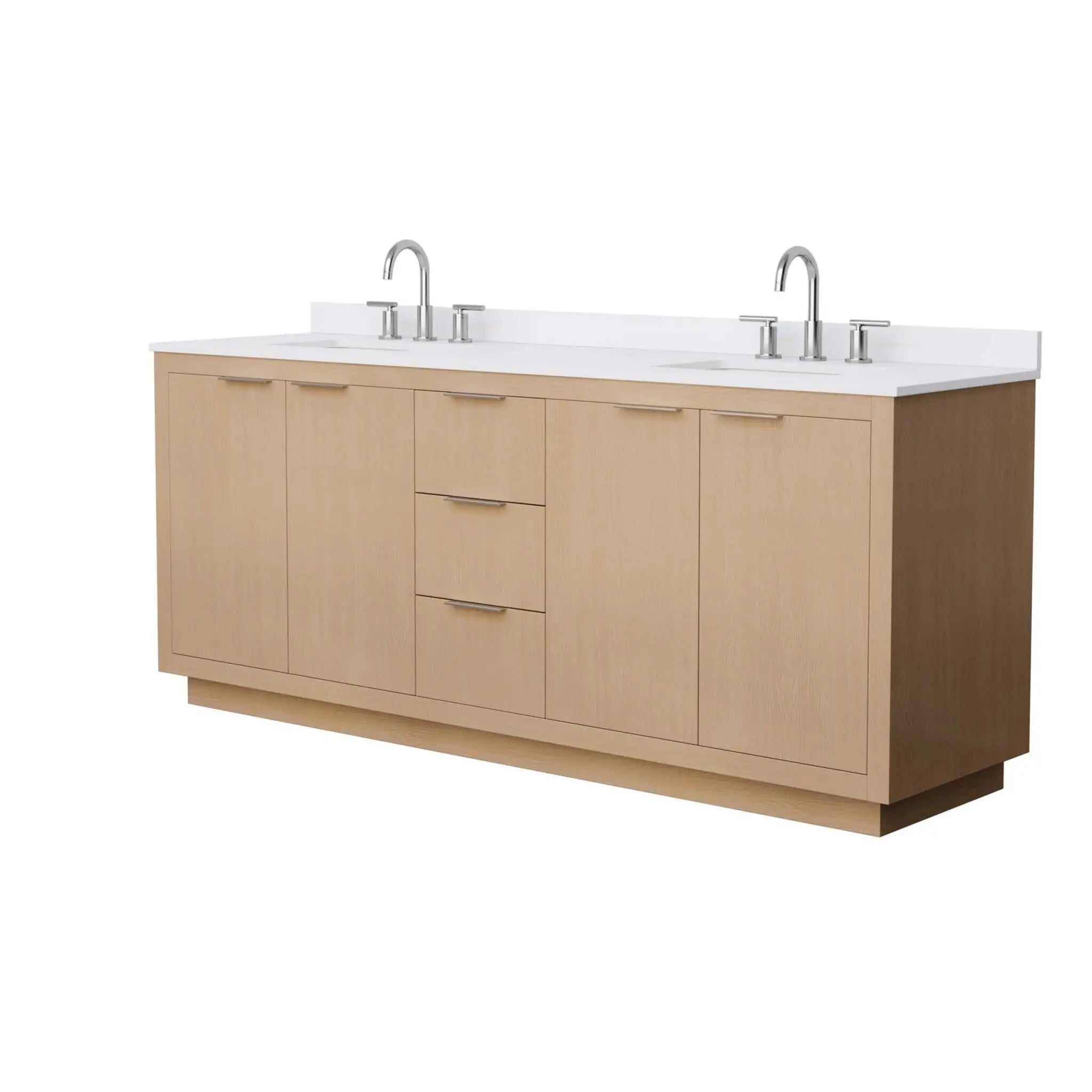 80" Maroni Double Bathroom Vanity in Light Straw with Brushed Nickel Trim by Wyndham