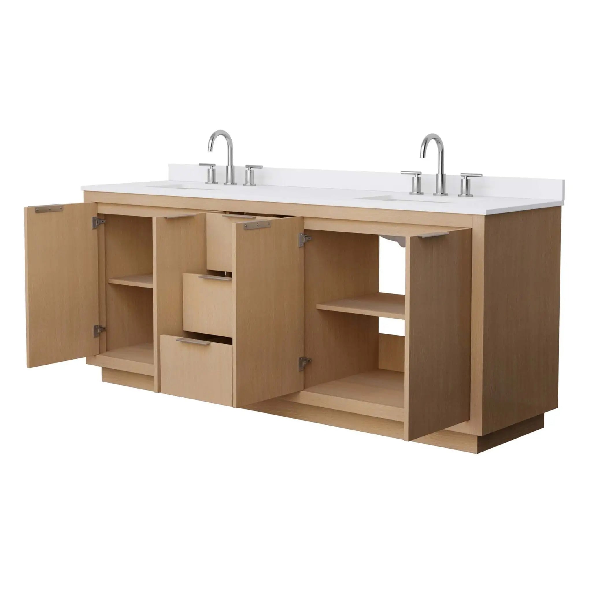 80" Maroni Double Bathroom Vanity in Light Straw with Brushed Nickel Trim by Wyndham