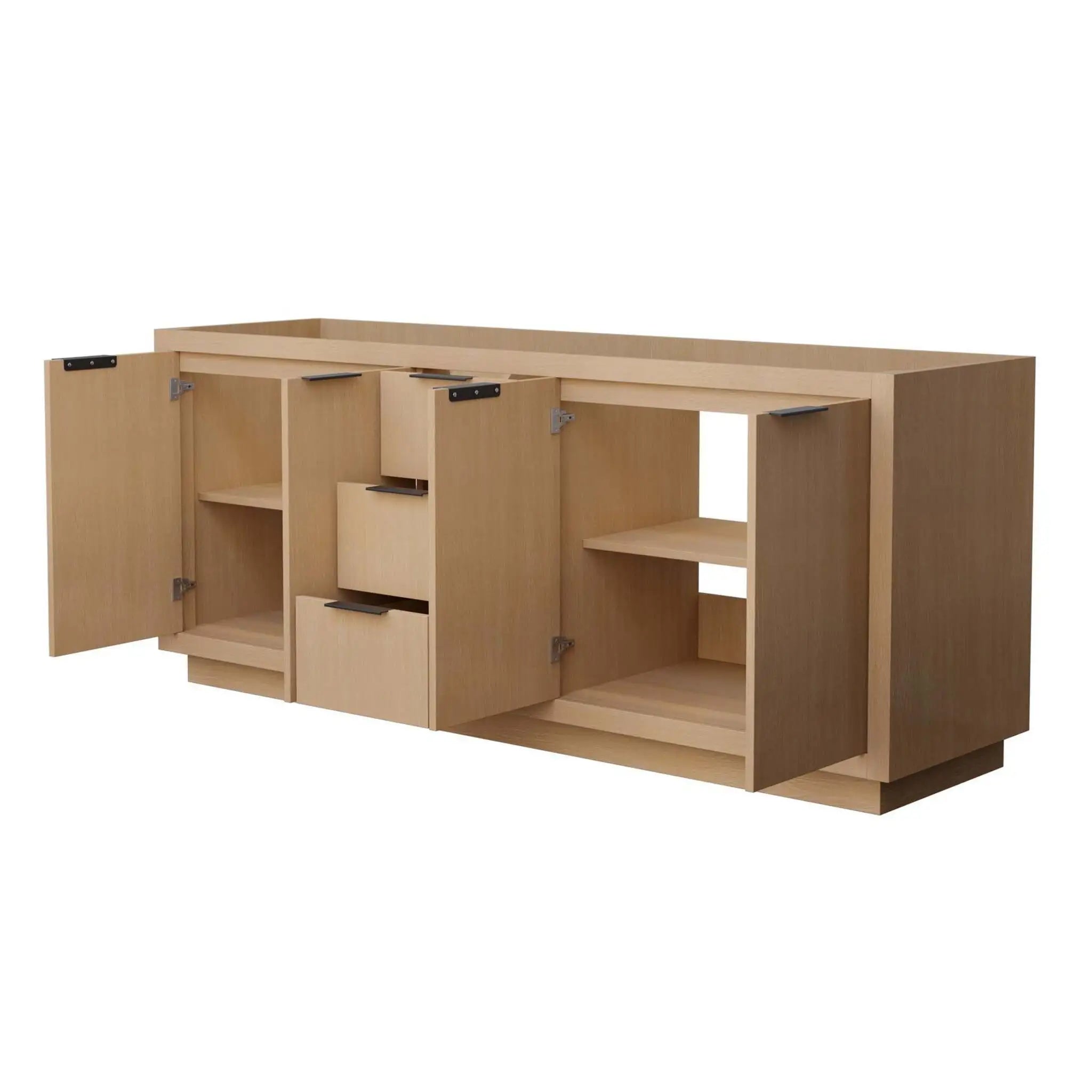 80" Maroni Double Bathroom Vanity in Light Straw with Matte Black Trim by Wyndham