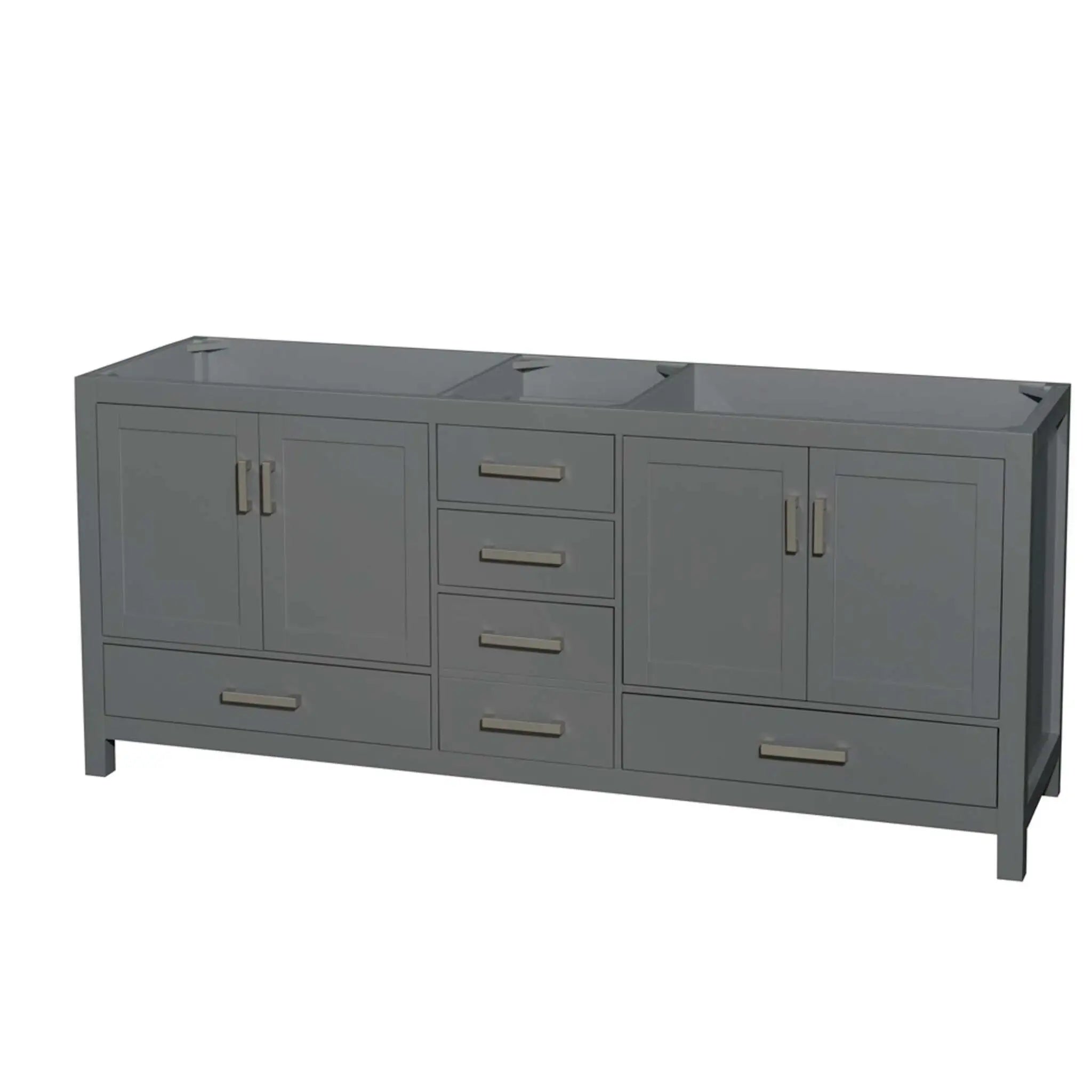 80" Sheffield Double Bathroom Vanity in Dark Gray with Brushed Chrome Trim by Wyndham