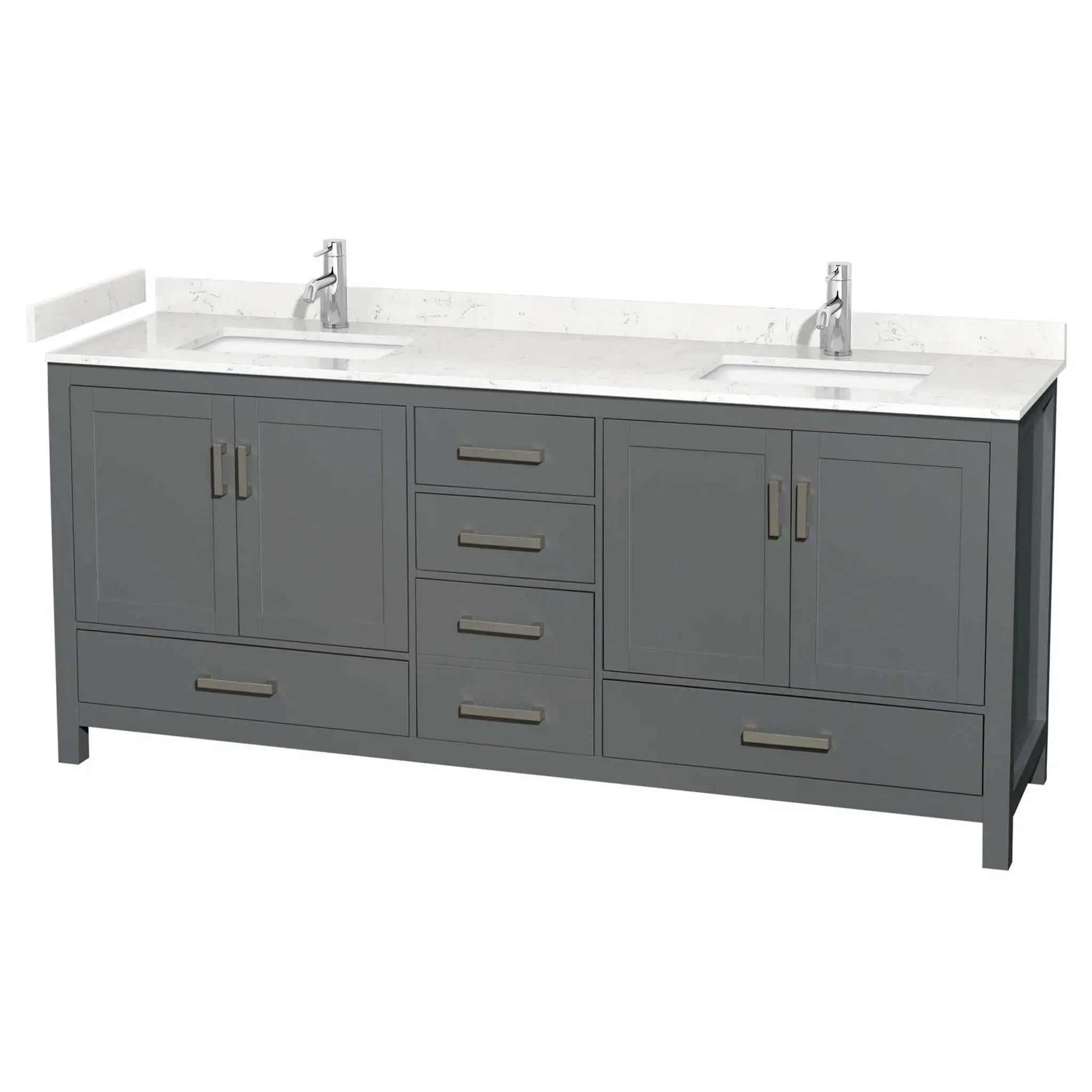 80" Sheffield Double Bathroom Vanity in Dark Gray with Brushed Chrome Trim by Wyndham