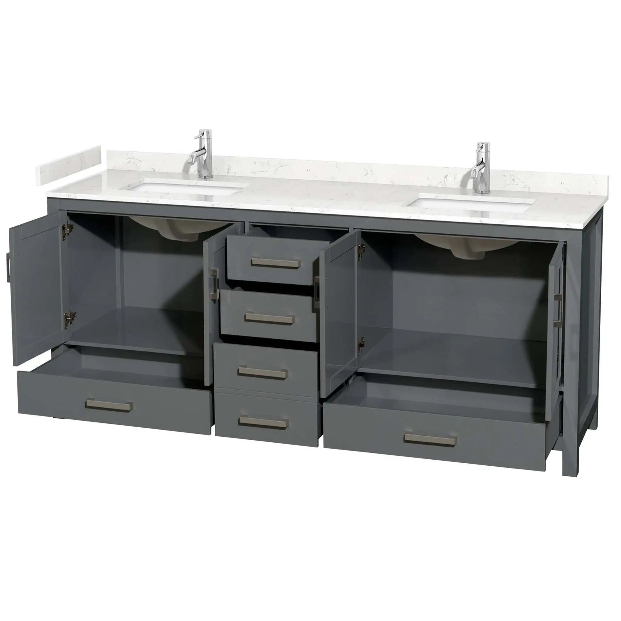 80" Sheffield Double Bathroom Vanity in Dark Gray with Brushed Chrome Trim by Wyndham