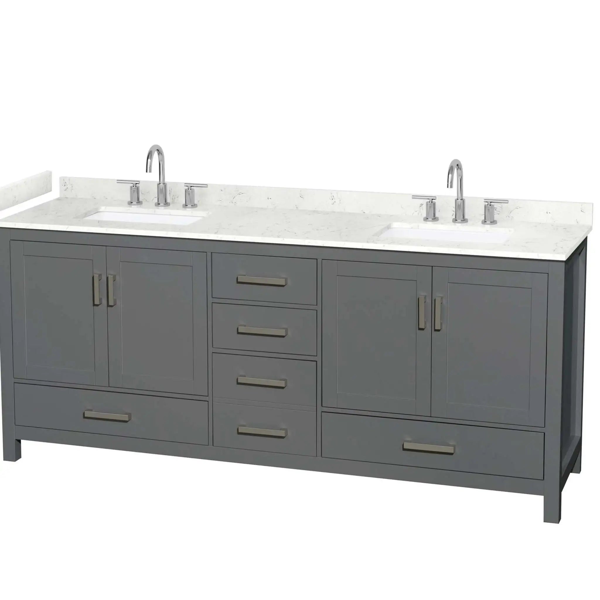 80" Sheffield Double Bathroom Vanity in Dark Gray with Brushed Chrome Trim by Wyndham