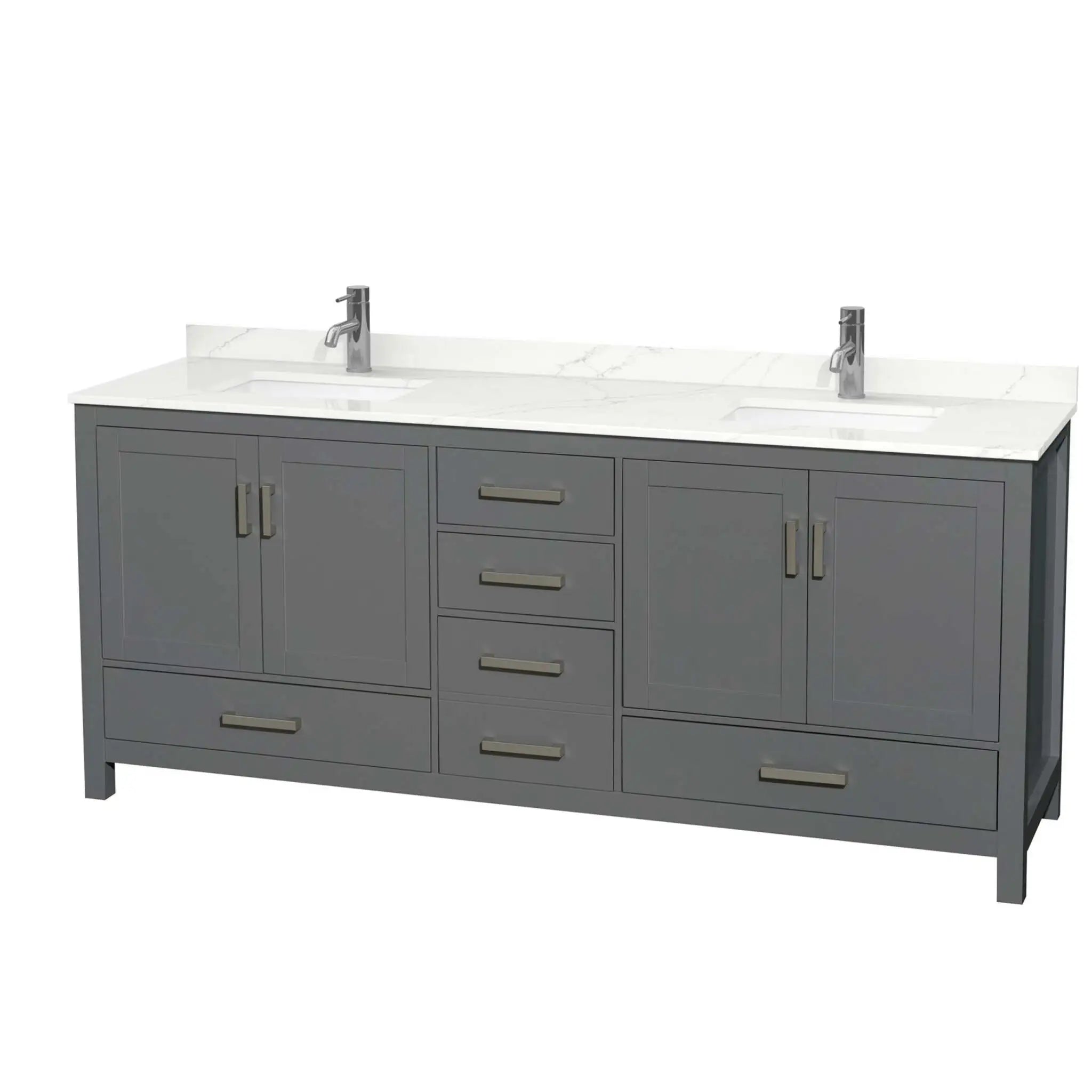 80" Sheffield Double Bathroom Vanity in Dark Gray with Brushed Chrome Trim by Wyndham