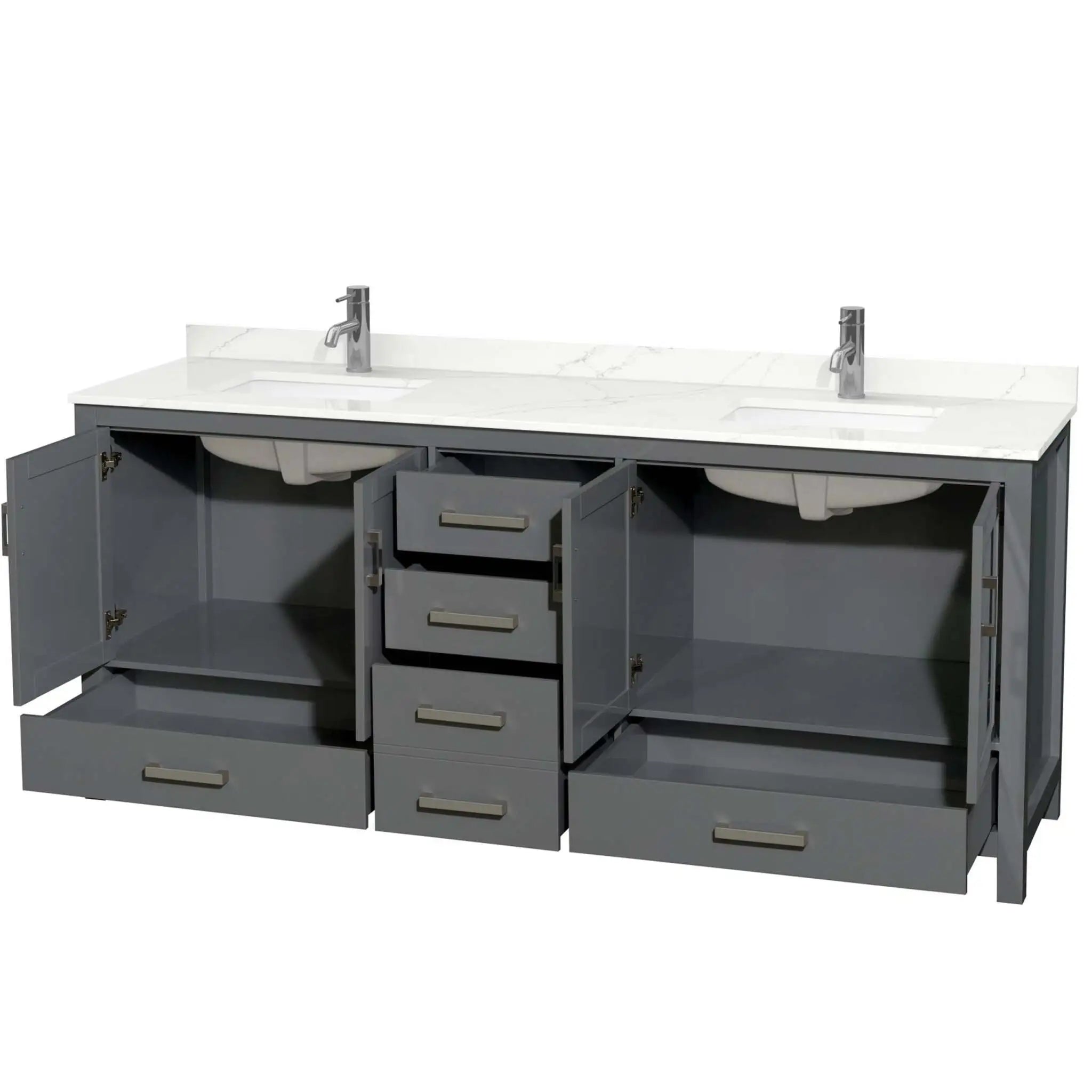 80" Sheffield Double Bathroom Vanity in Dark Gray with Brushed Chrome Trim by Wyndham