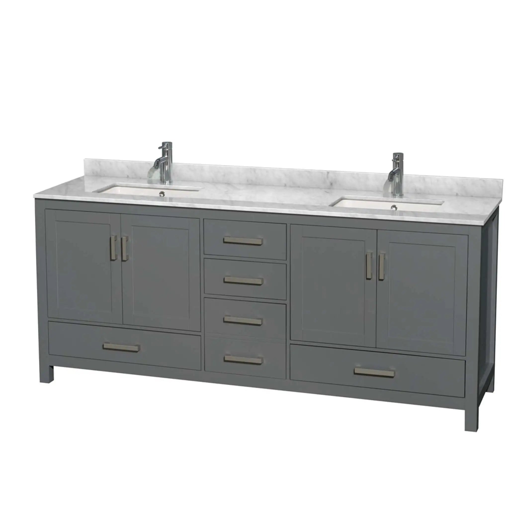 80" Sheffield Double Bathroom Vanity in Dark Gray with Brushed Chrome Trim by Wyndham