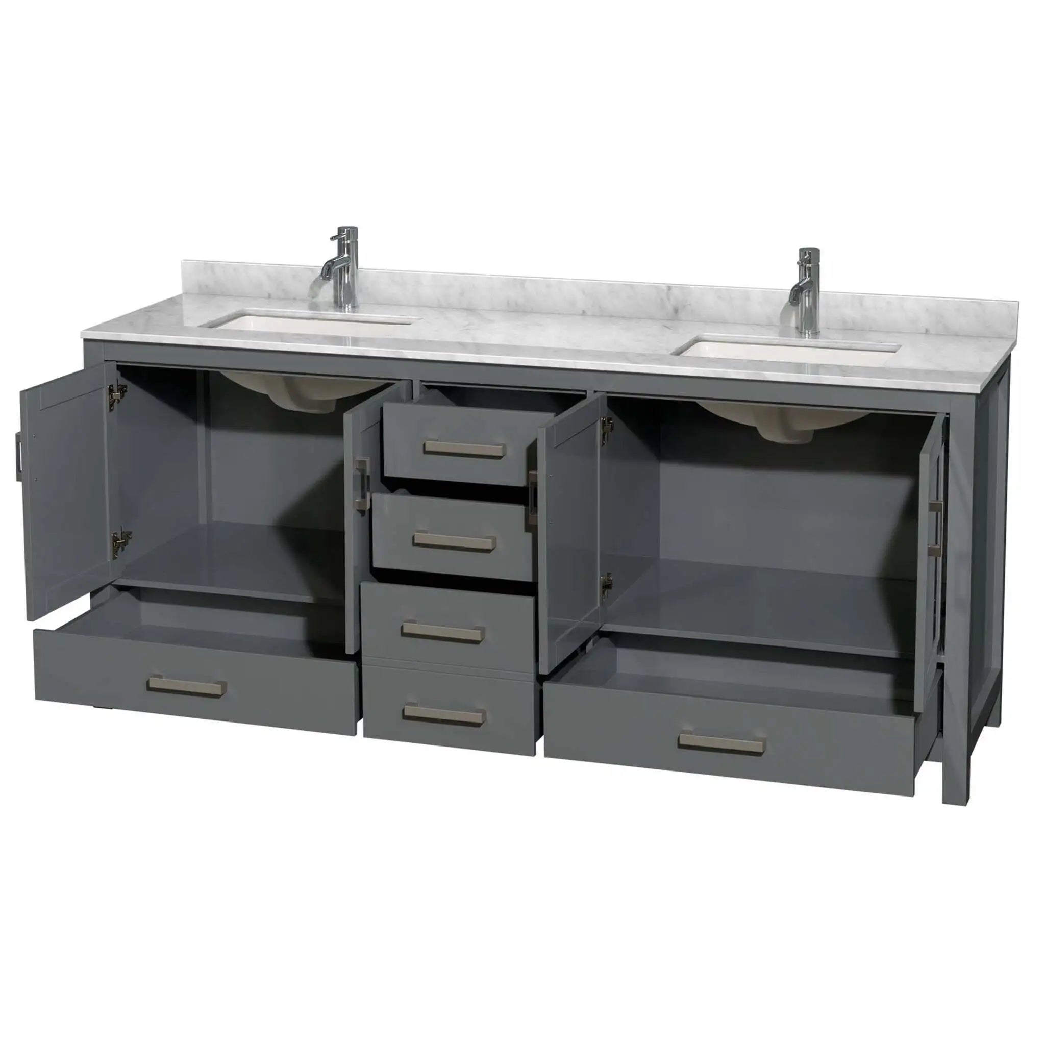 80" Sheffield Double Bathroom Vanity in Dark Gray with Brushed Chrome Trim by Wyndham