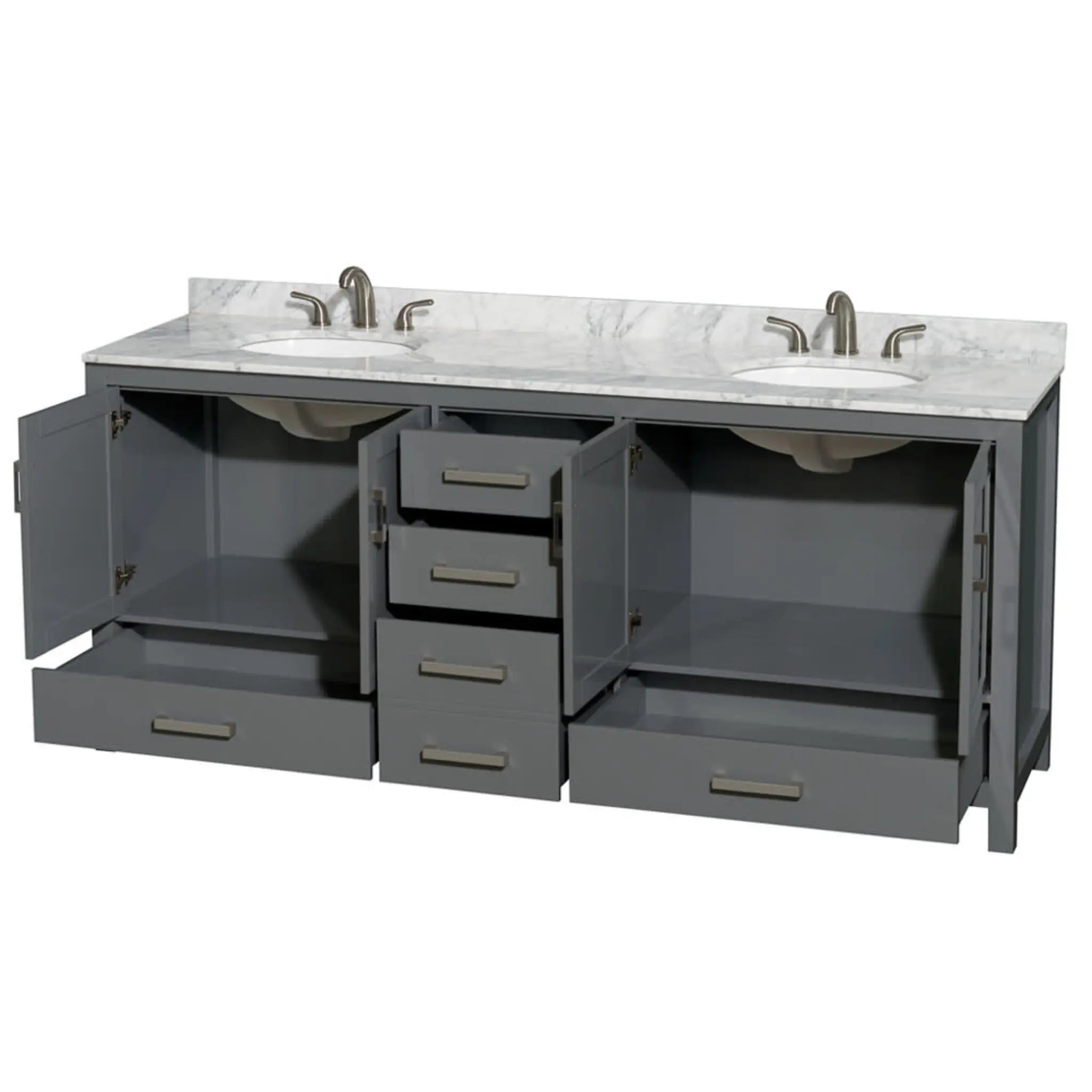 80" Sheffield Double Bathroom Vanity in Dark Gray with Brushed Chrome Trim by Wyndham