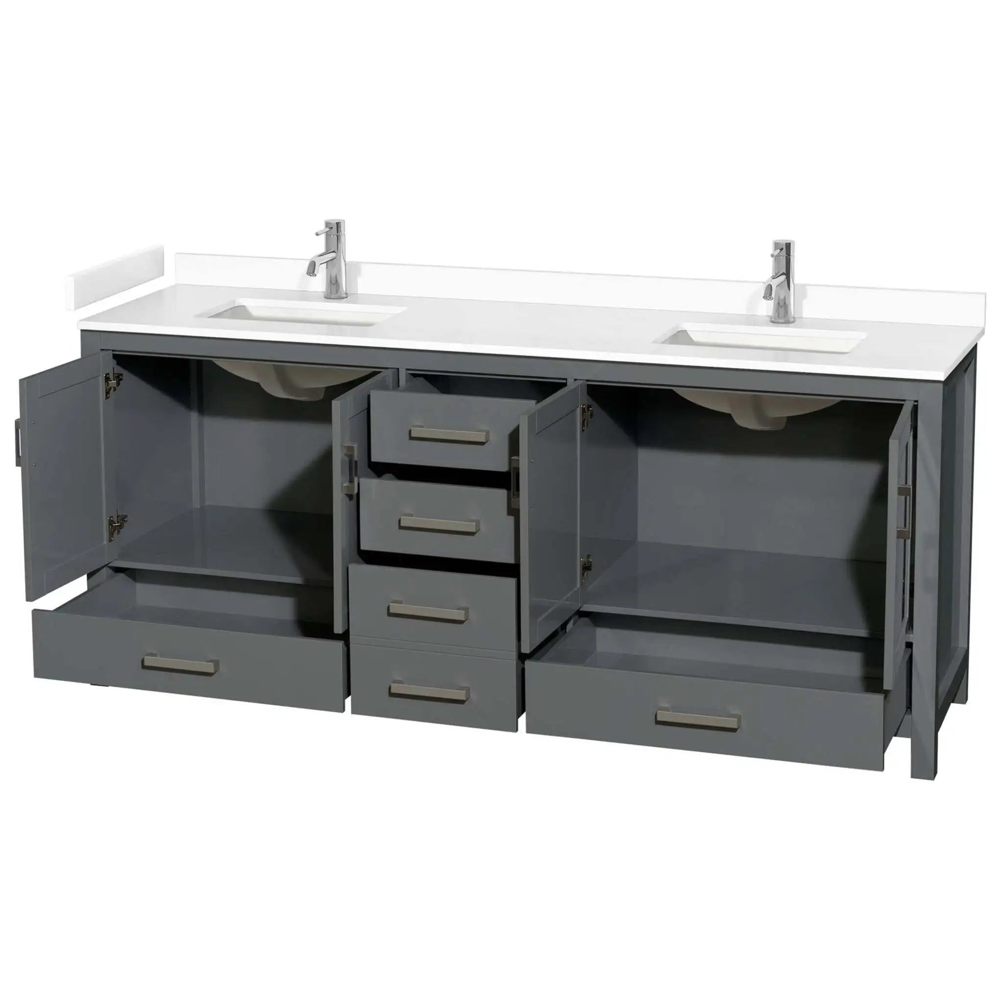 80" Sheffield Double Bathroom Vanity in Dark Gray with Brushed Chrome Trim by Wyndham