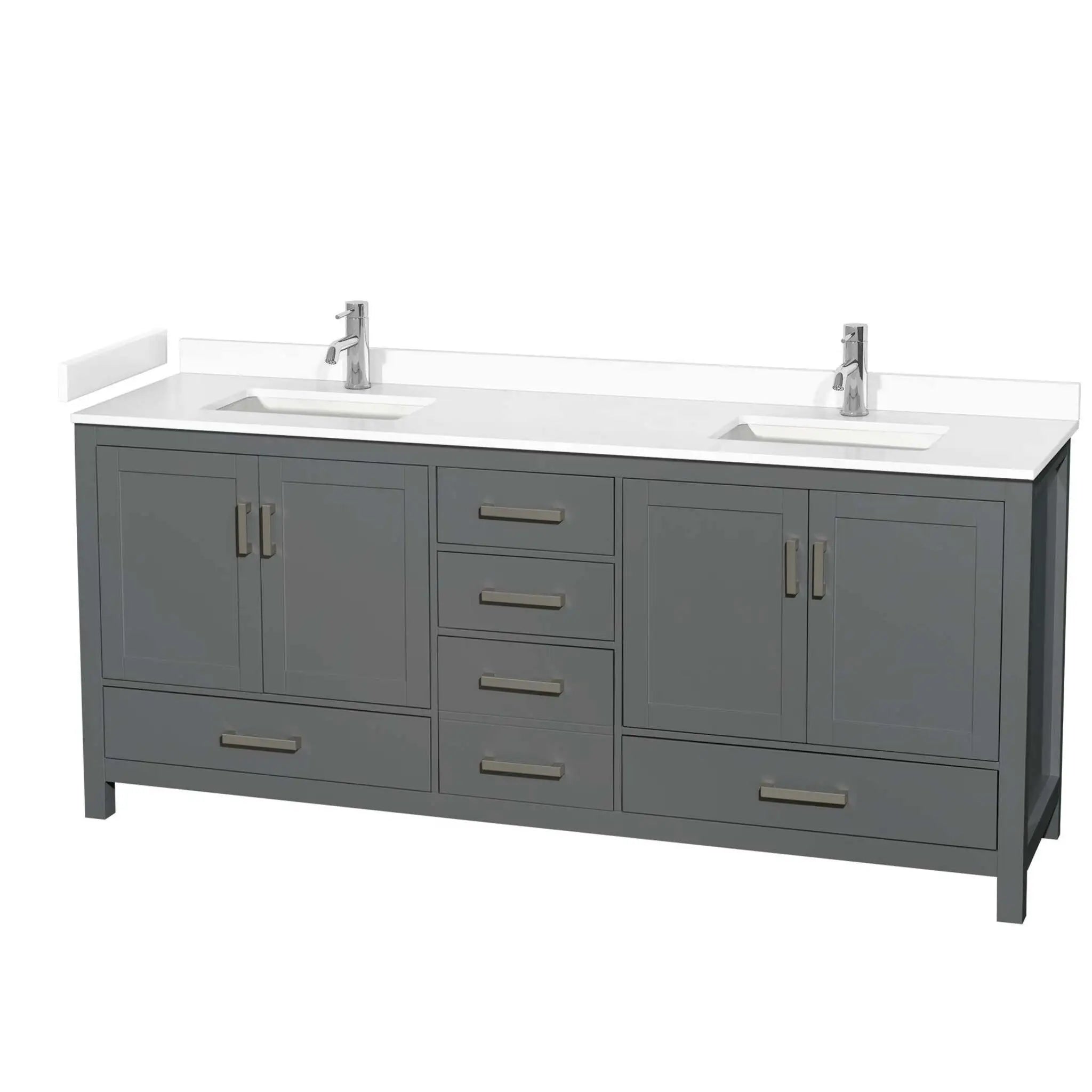 80" Sheffield Double Bathroom Vanity in Dark Gray with Brushed Chrome Trim by Wyndham