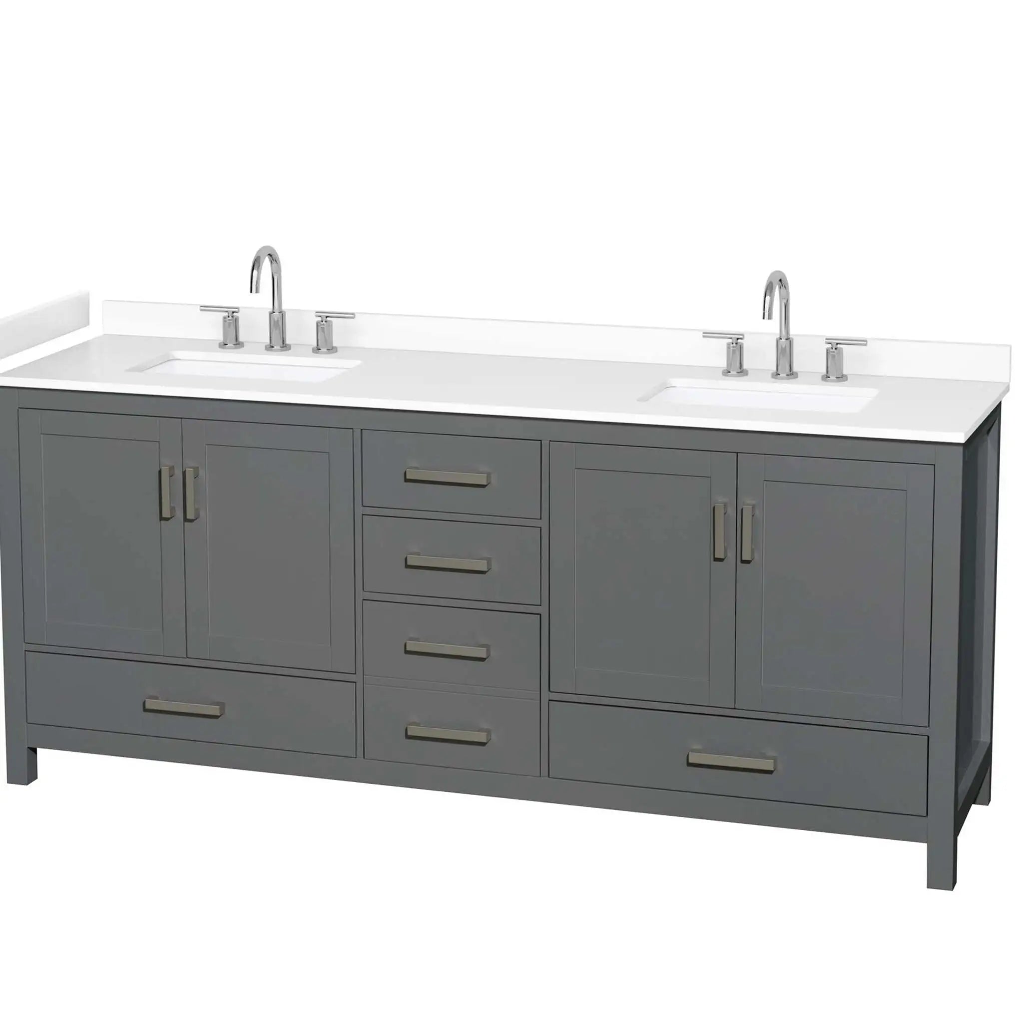 80" Sheffield Double Bathroom Vanity in Dark Gray with Brushed Chrome Trim by Wyndham