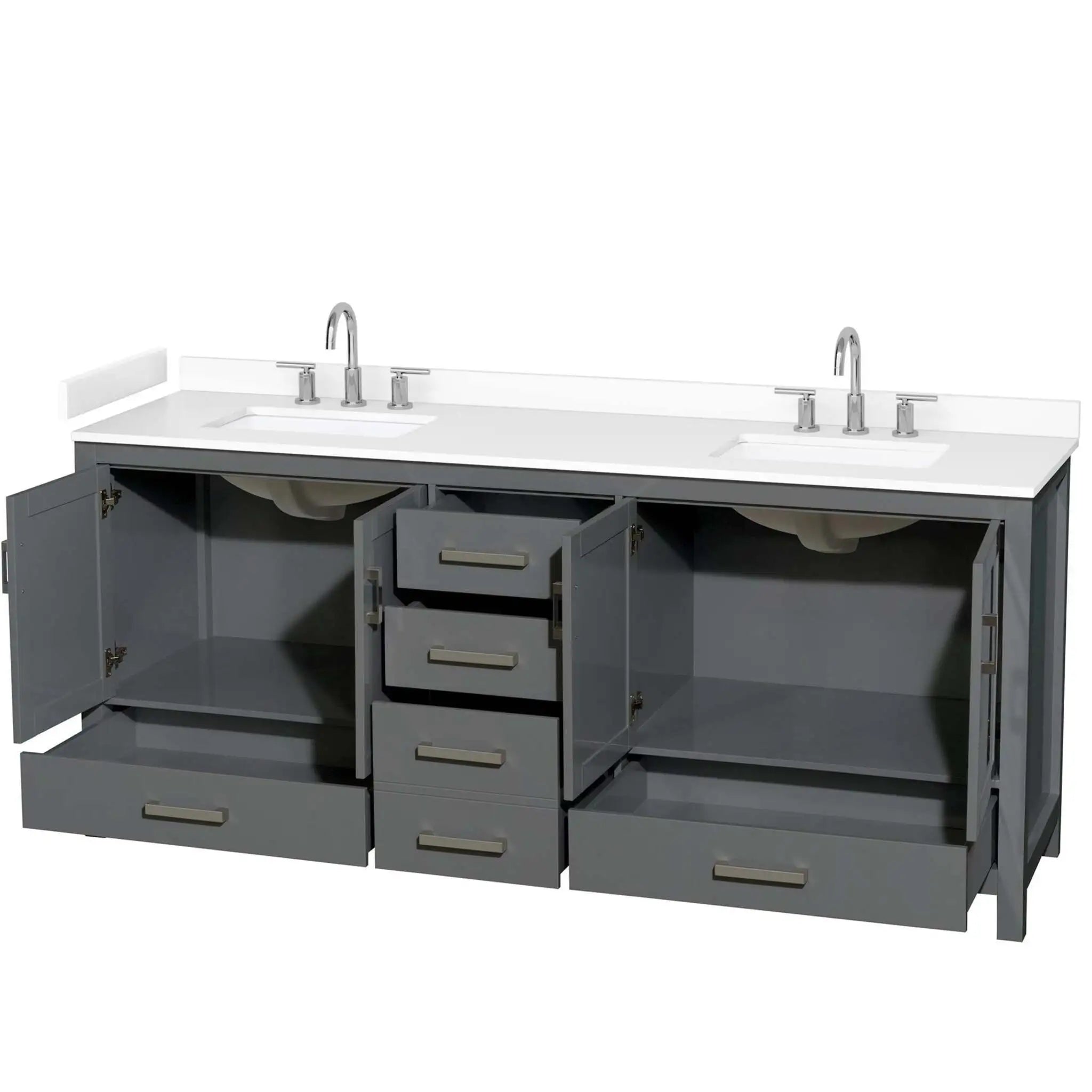 80" Sheffield Double Bathroom Vanity in Dark Gray with Brushed Chrome Trim by Wyndham
