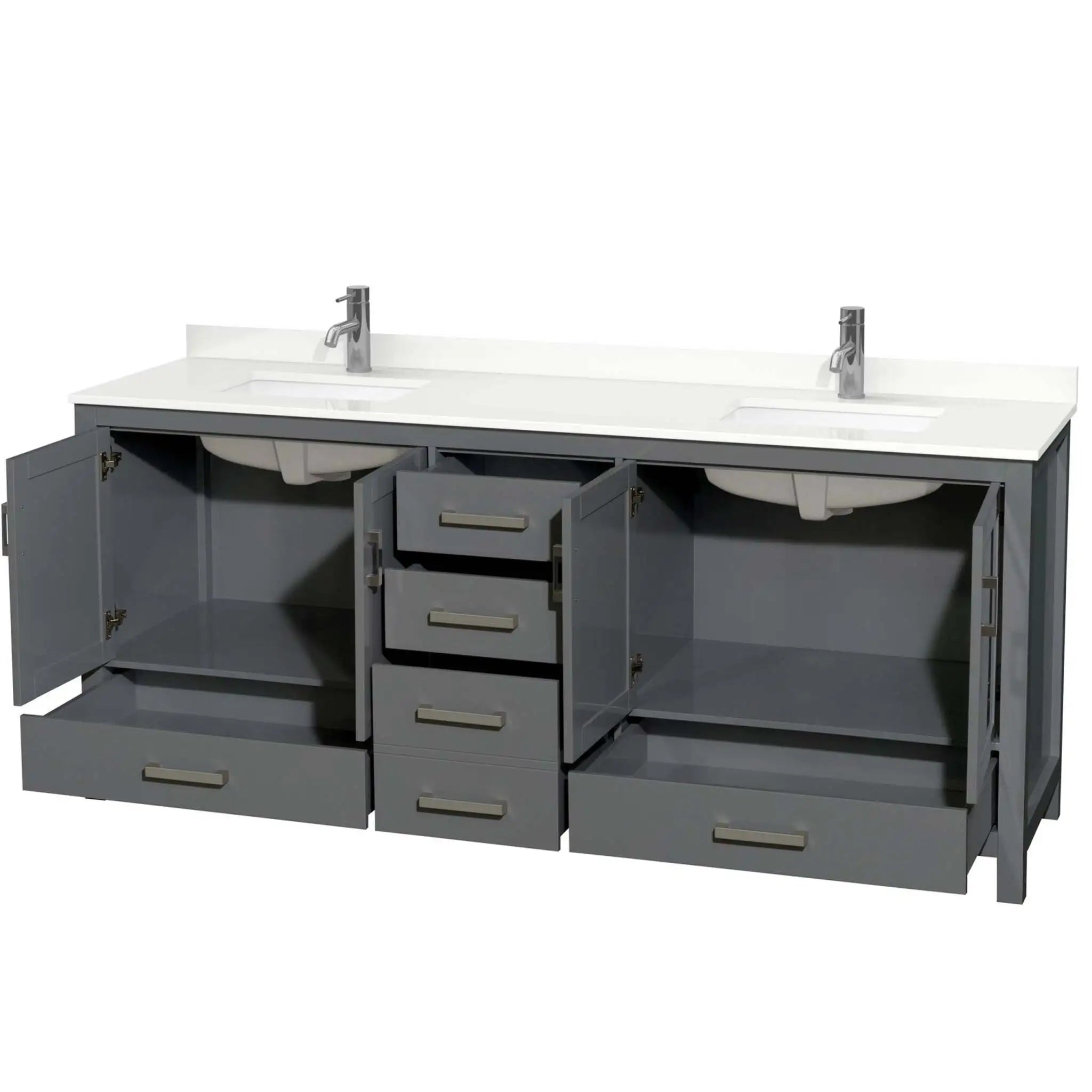 80" Sheffield Double Bathroom Vanity in Dark Gray with Brushed Chrome Trim by Wyndham