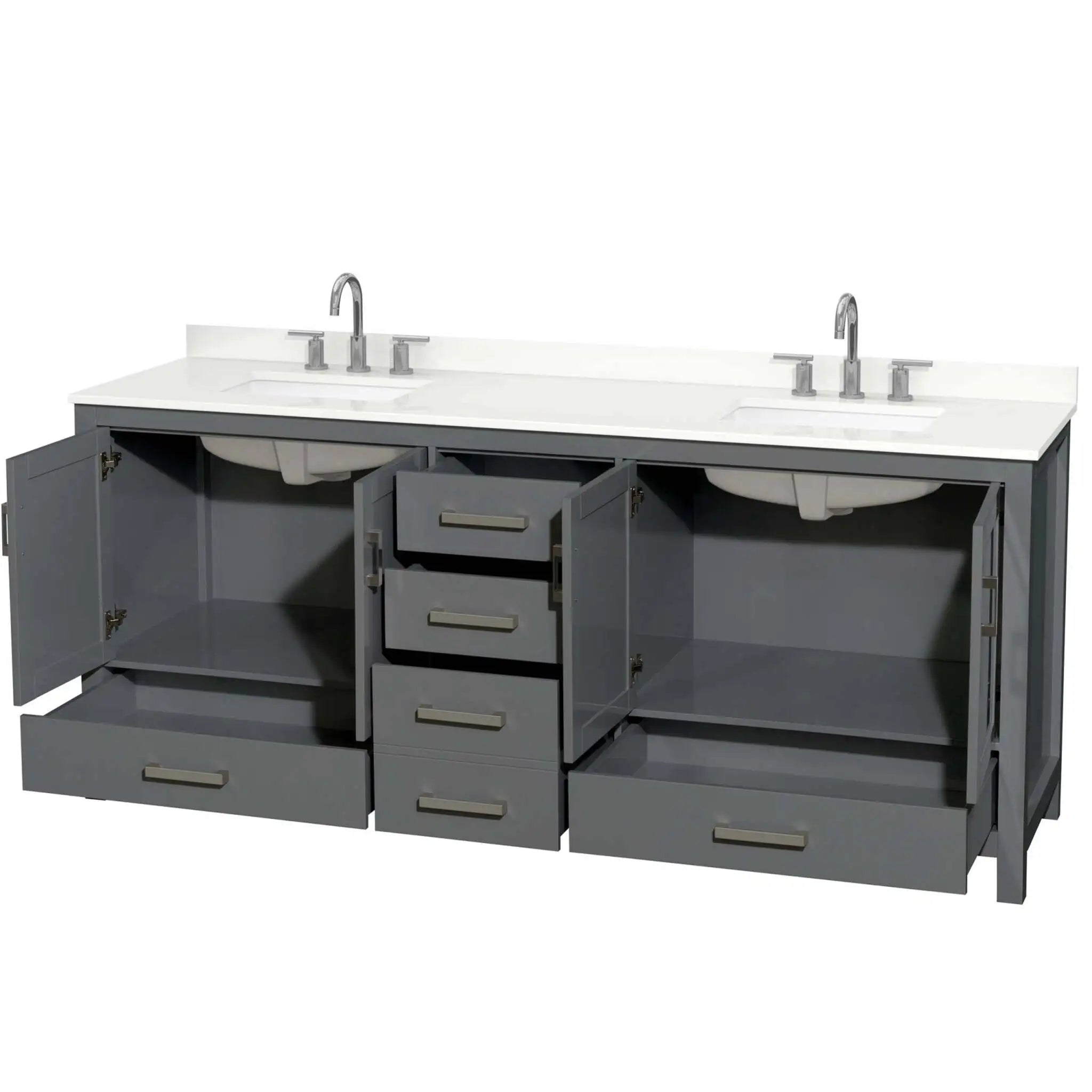 80" Sheffield Double Bathroom Vanity in Dark Gray with Brushed Chrome Trim by Wyndham