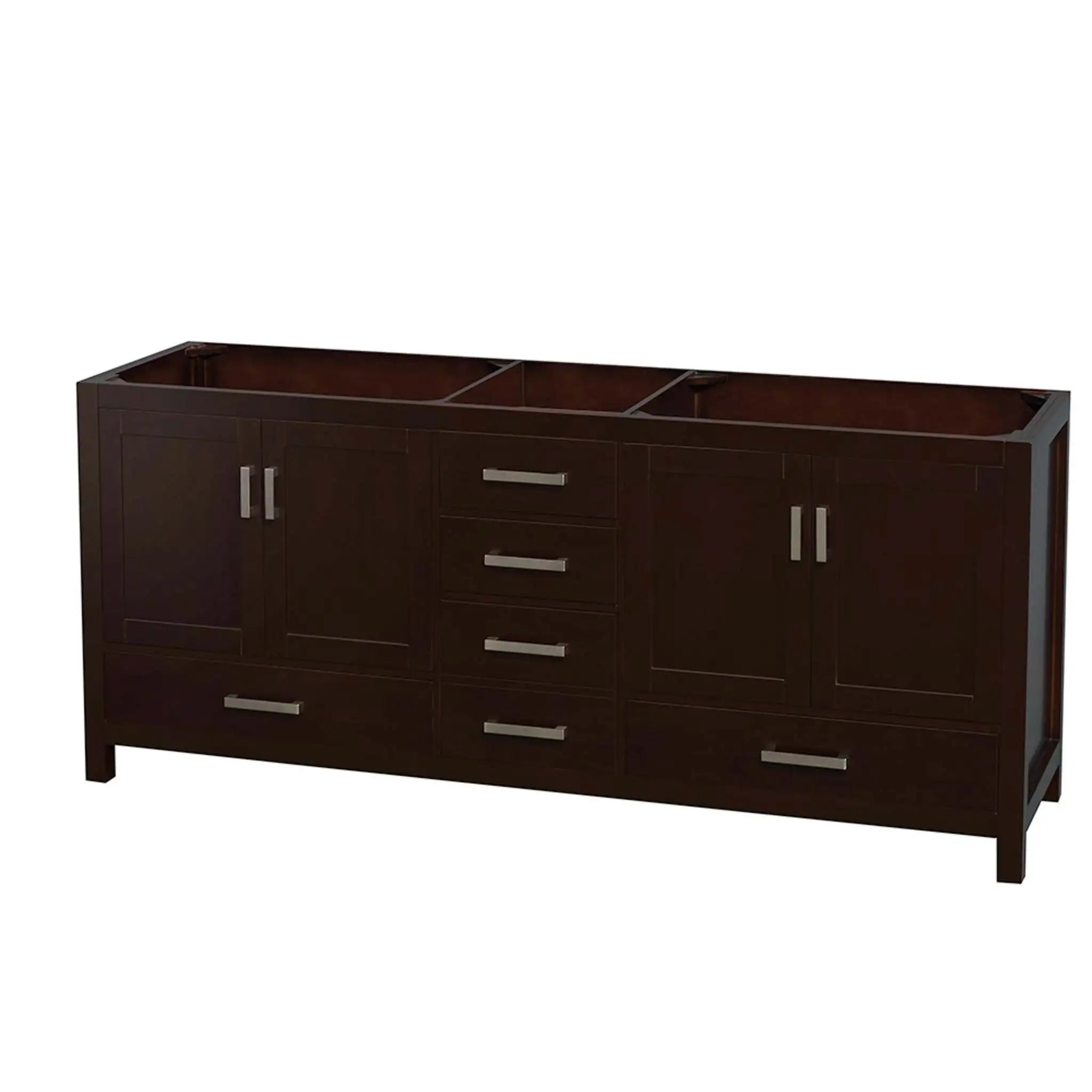 80" Sheffield Double Bathroom Vanity in Espresso with Brushed Chrome Trim by Wyndham
