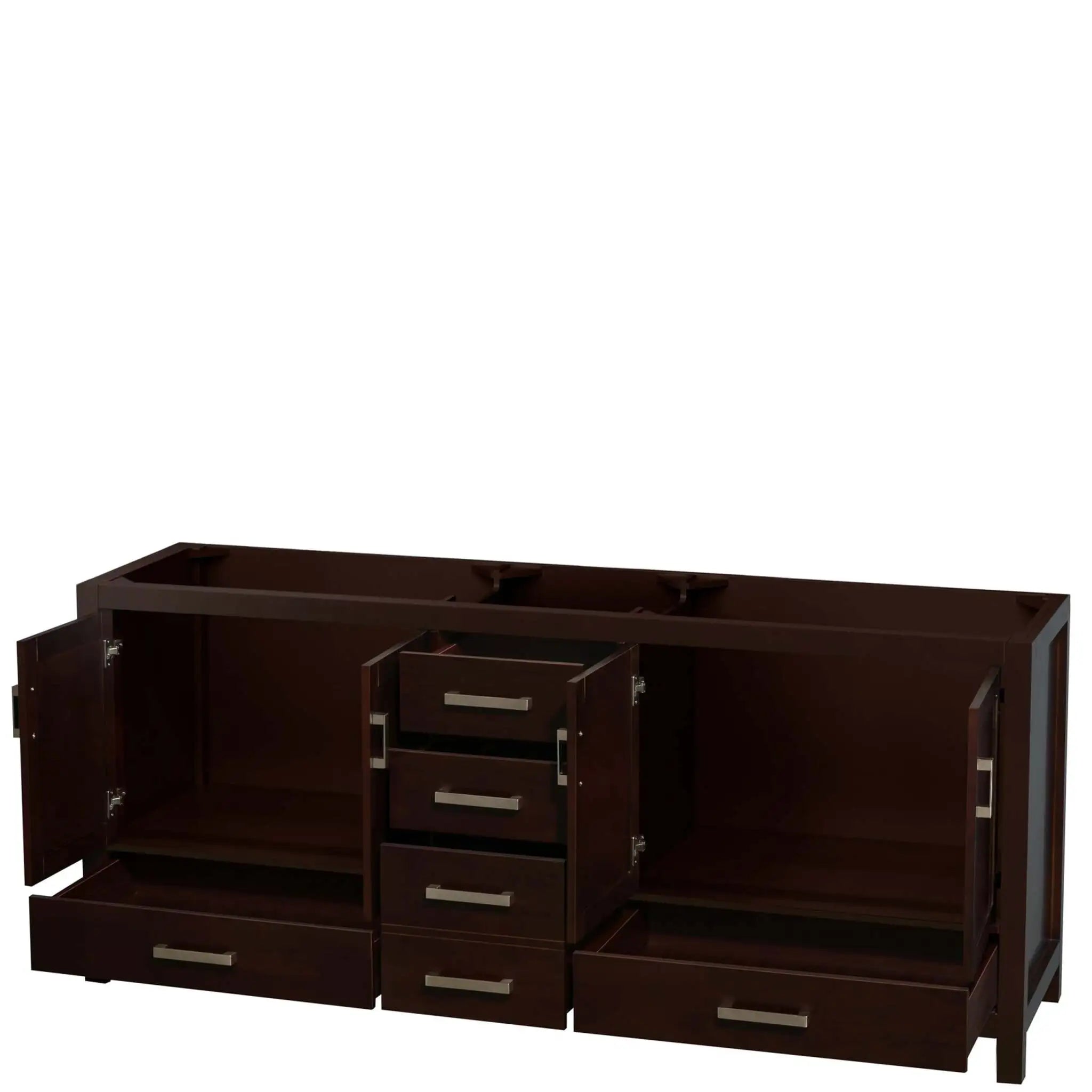 80" Sheffield Double Bathroom Vanity in Espresso with Brushed Chrome Trim by Wyndham