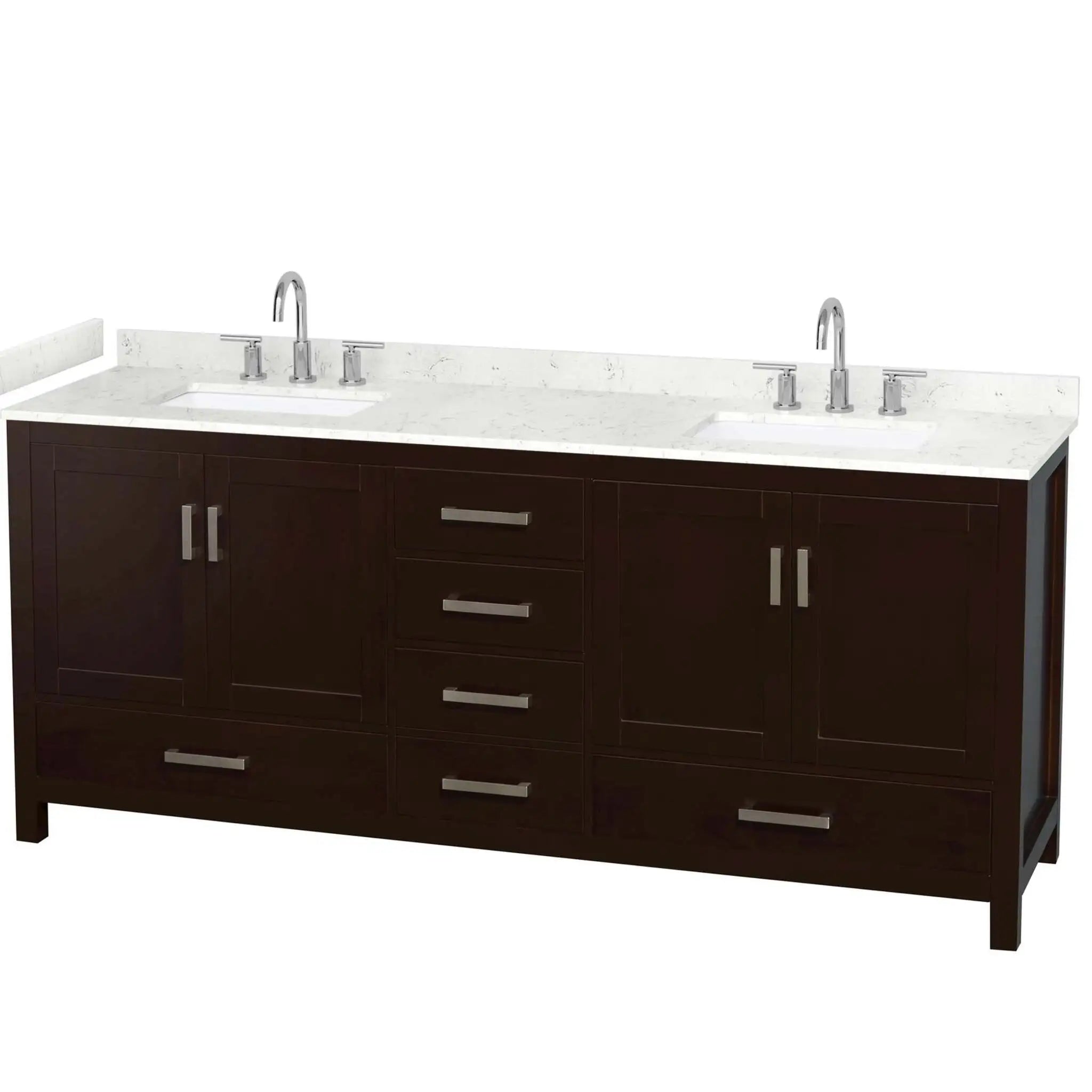 80" Sheffield Double Bathroom Vanity in Espresso with Brushed Chrome Trim by Wyndham